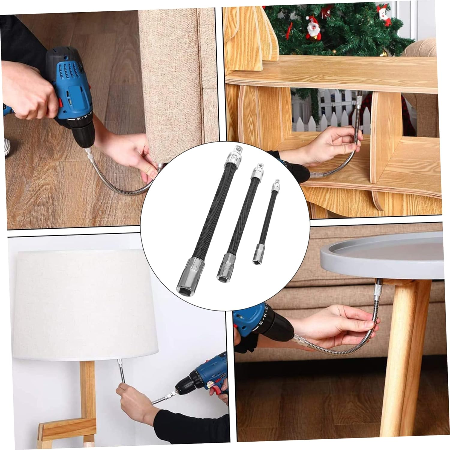 IWOWHERO Industrial Flexible Socket Wrench Extension Bar Set 3 Pieces 1/4-3/8-1/2 Ratchet Extender Spring Soft Shaft for Mechanical Repair and Automotive Use image number 6