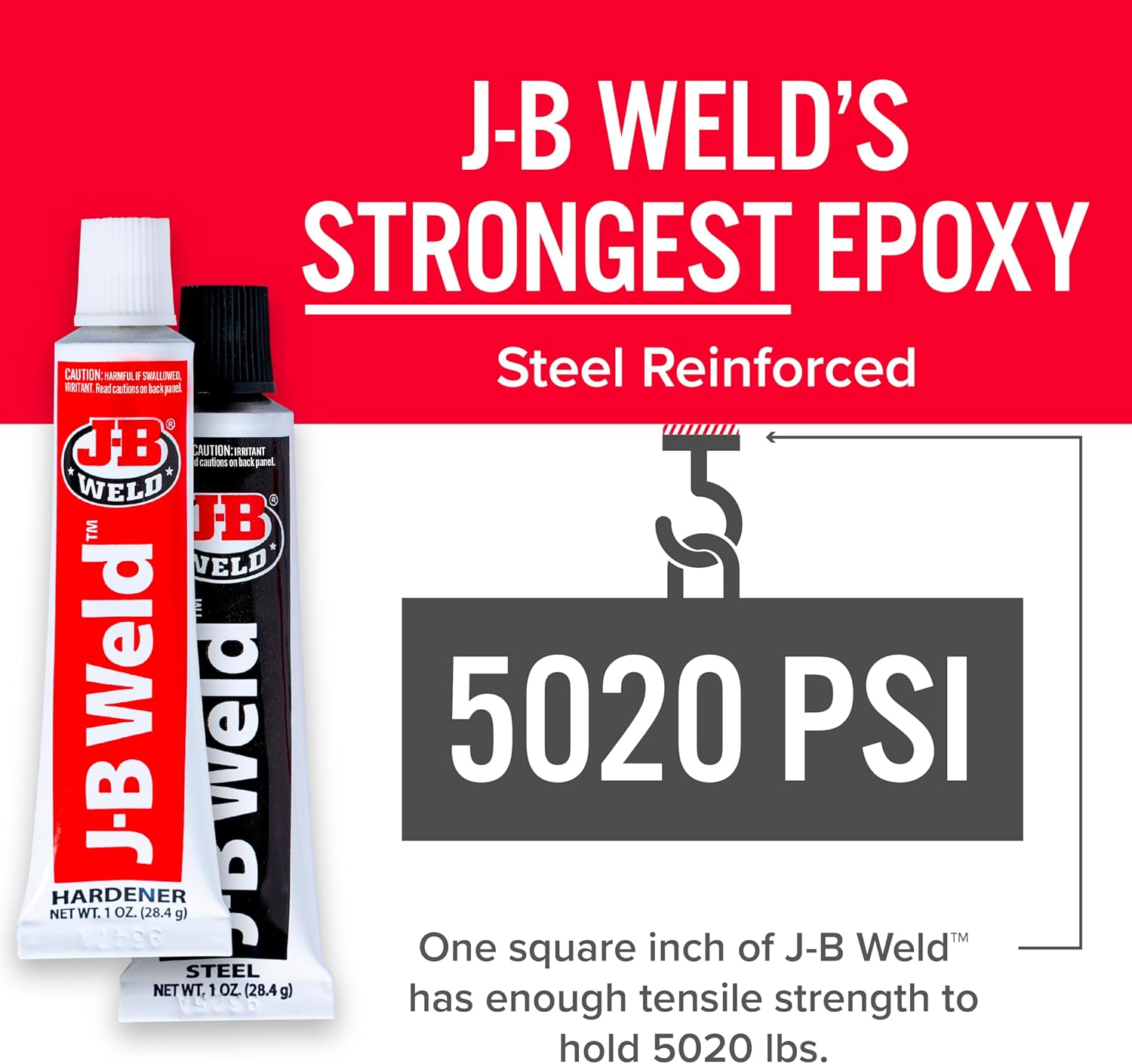 J-B Weld Original Epoxy, Steel Reinforced Epoxy, High Strength, Dark Grey (8265S-2), 2 Oz - 2 Pack image number 3