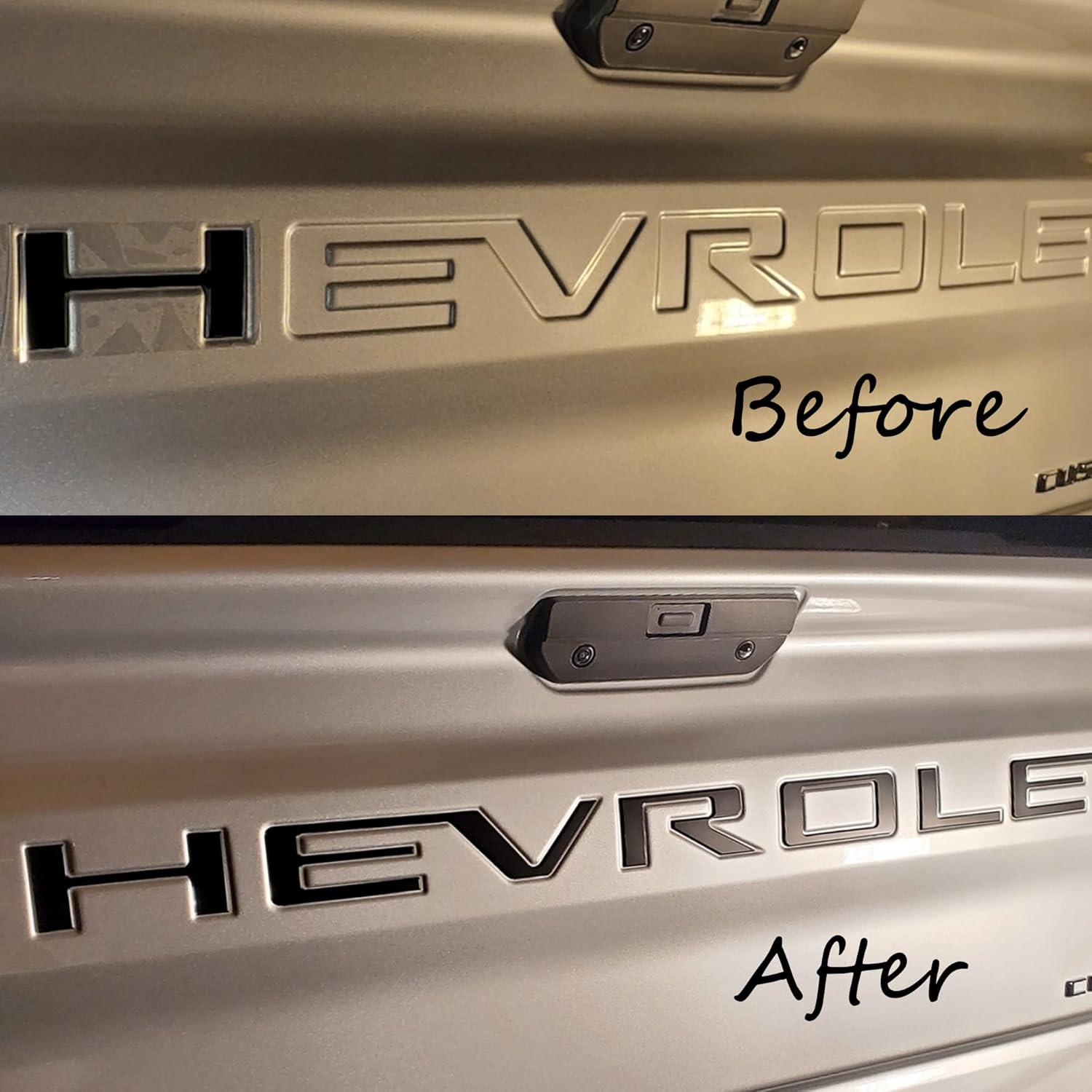 Tailgate Insert Letters Compatible with 2019 2020 2021 2022 2023 Chevy Silverado 3D Emblems Badge with Strong 3-M Adhesive Matte Black image number 2