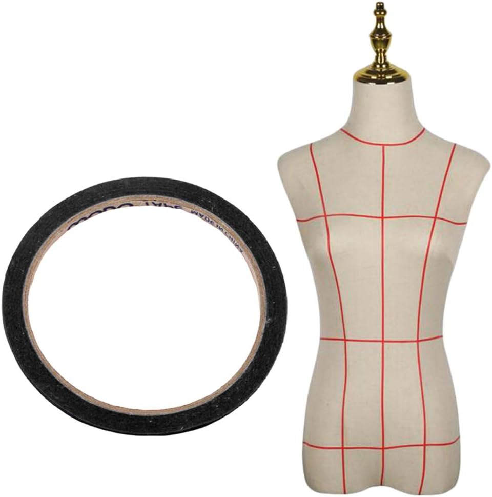 FAKEME 10X Draping Tape 3Mm Pattern Whiteboard Marking Tape Artist Dress, Black, 3Mm X 20Meters image number 1