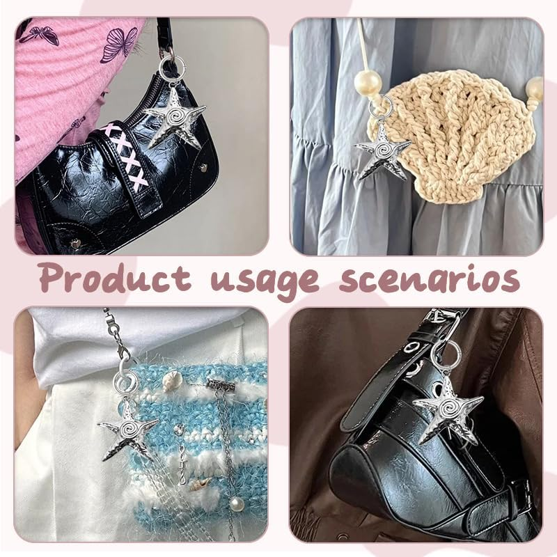 Ocean Starfish Keychain Accessories Charms Y2K for Purse Beach Bag Charms for Handbags Bag Starfish Charm Silver Keyring for Car Keys Beach Themed Keychains for Men Women Sea Lover Birthday Gift Ideas image number 4