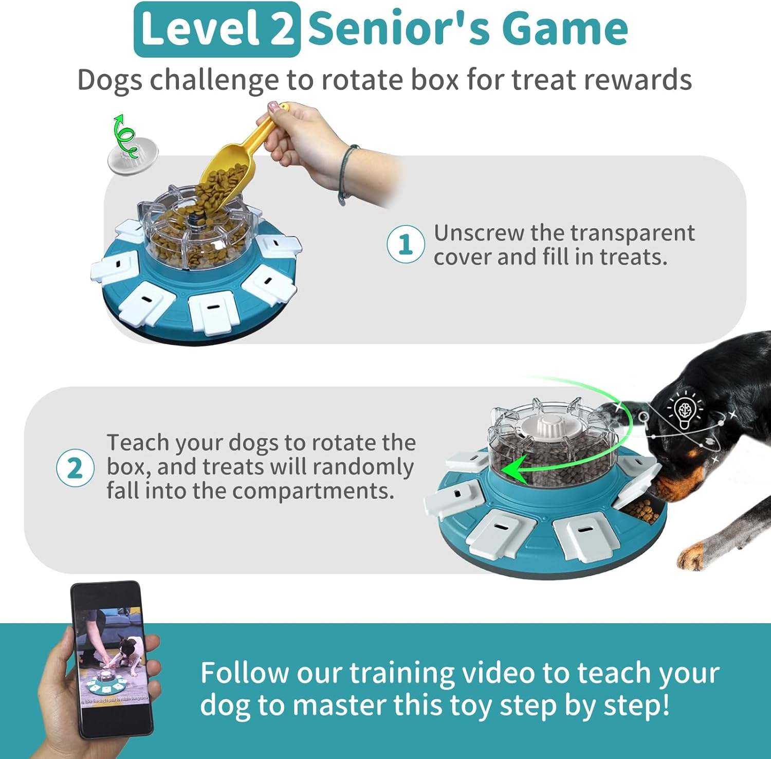 Interactive Dog Puzzle Toys - Treat Dispensing Slow Feeder Advanced-Level for Mental Stimulating and Boredom, Enrichment Dog Toy IQ Training for Small Medium Large Smart Dogs, Blue image number 1