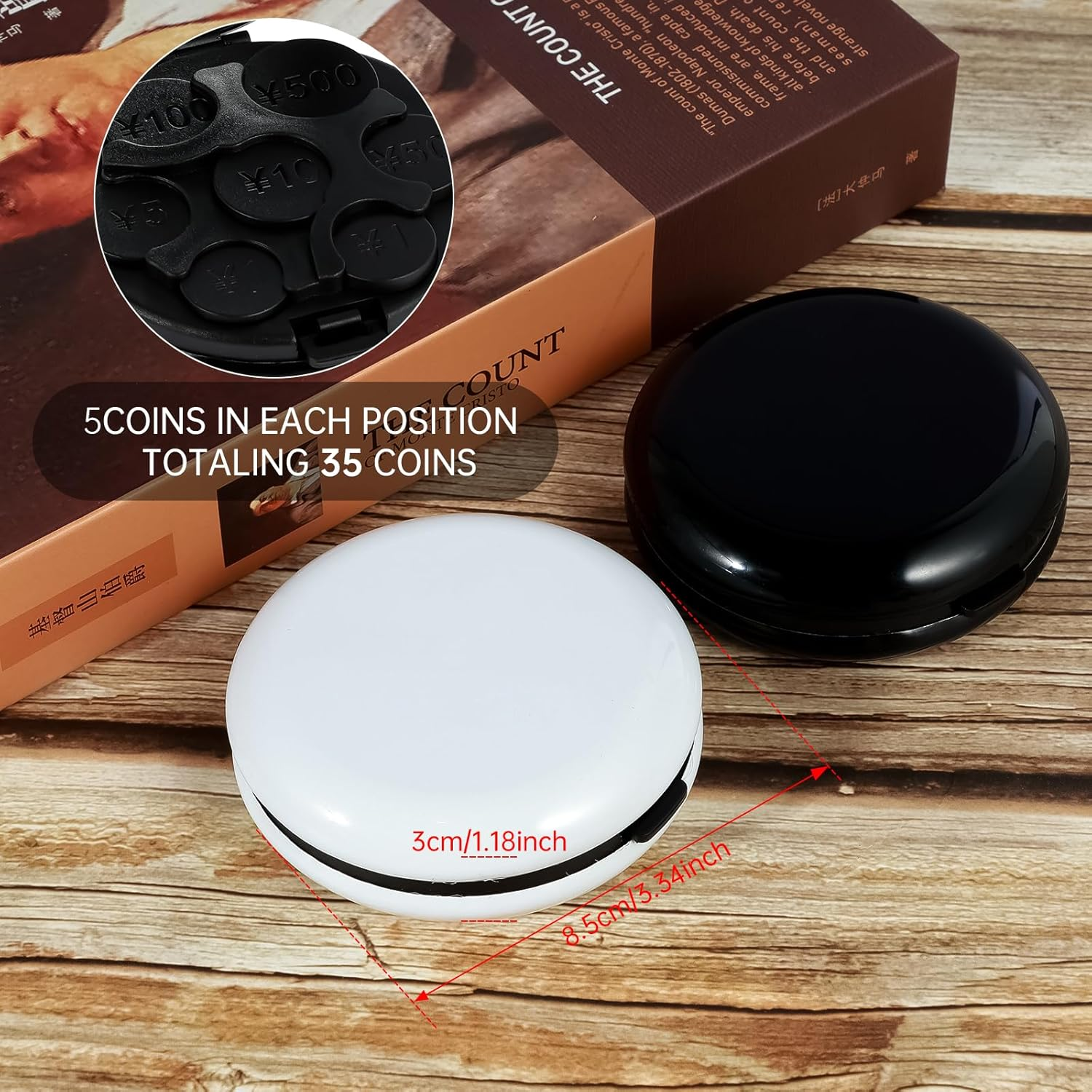 2Pcs Japanese Yen Coin Holders, Space Saving Charge Organizer and Storage with 7 Slots and Mirror, Portable Pocket Charge Organizer, 3.3&times;1.18 Inch Car Charge Holder for Women Men Collectors image number 3