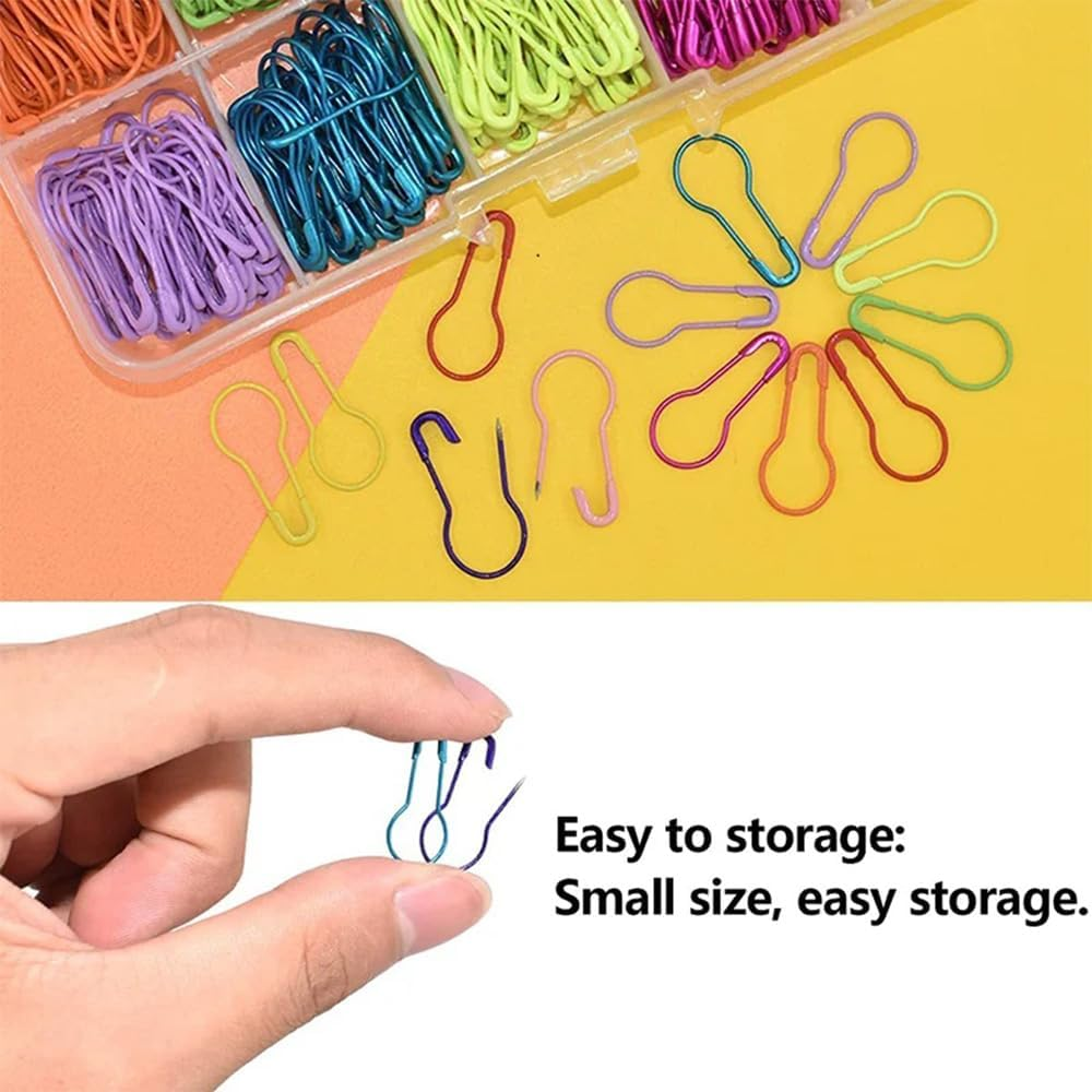 750 Pcs Safety Bulb Pins, Crochet Stitch Markers for Crocheting，Metal Calabash Safety Pins Pear Shaped Pins for Knitting Stitch Markers, Sewing Clothing DIY Craft Making(15 Colors) image number 1