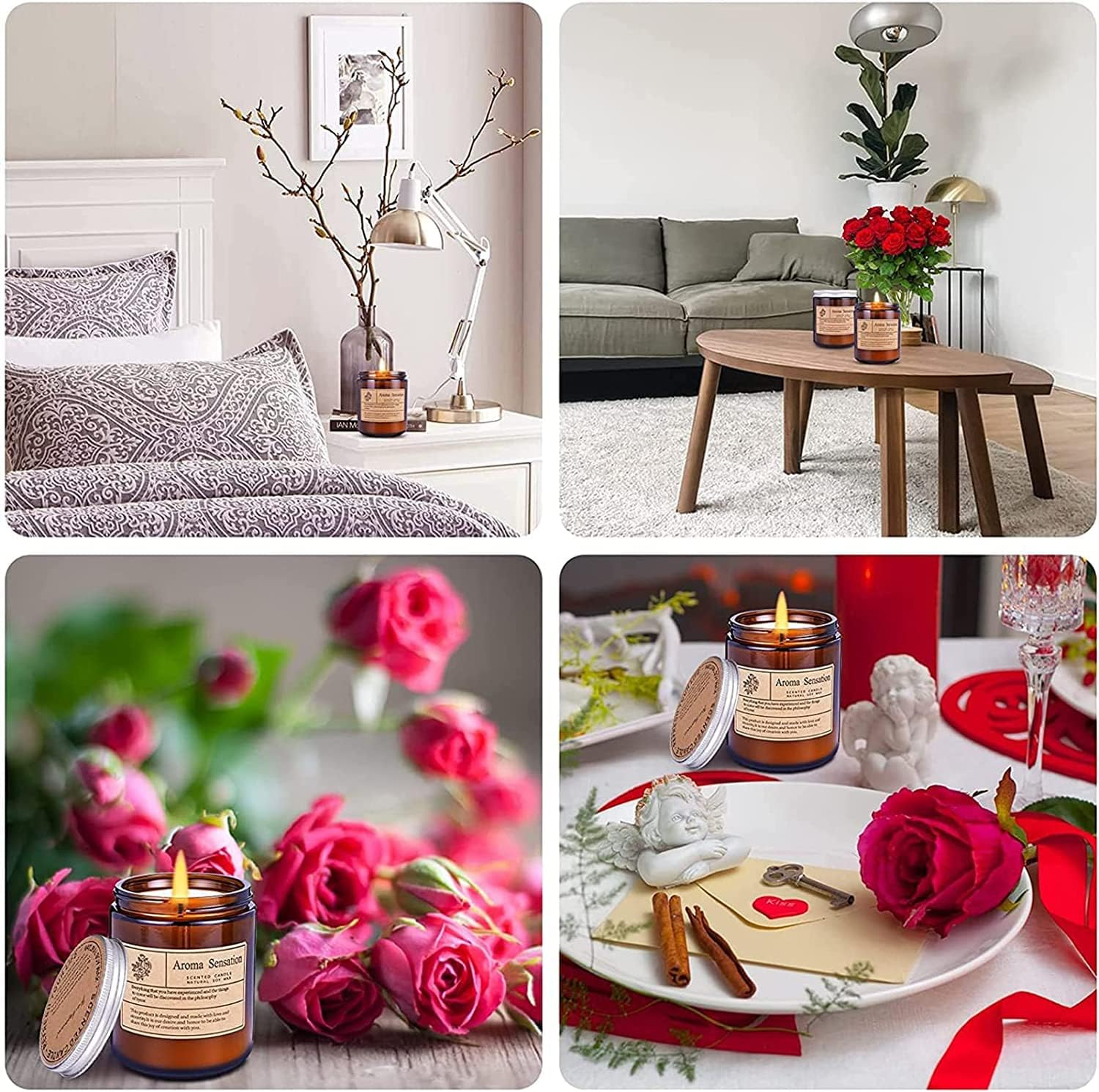 KAPASKI Scented Candles, Highly Scented, Natural Wax, 40 Hours Long Burning, Aromatherapy Candles, 200G/7 Oz with Aesthetic Amber Glass, Clean Delicate Fruity Scent for Calming & Stress Relief(Misty Forest) image number 4