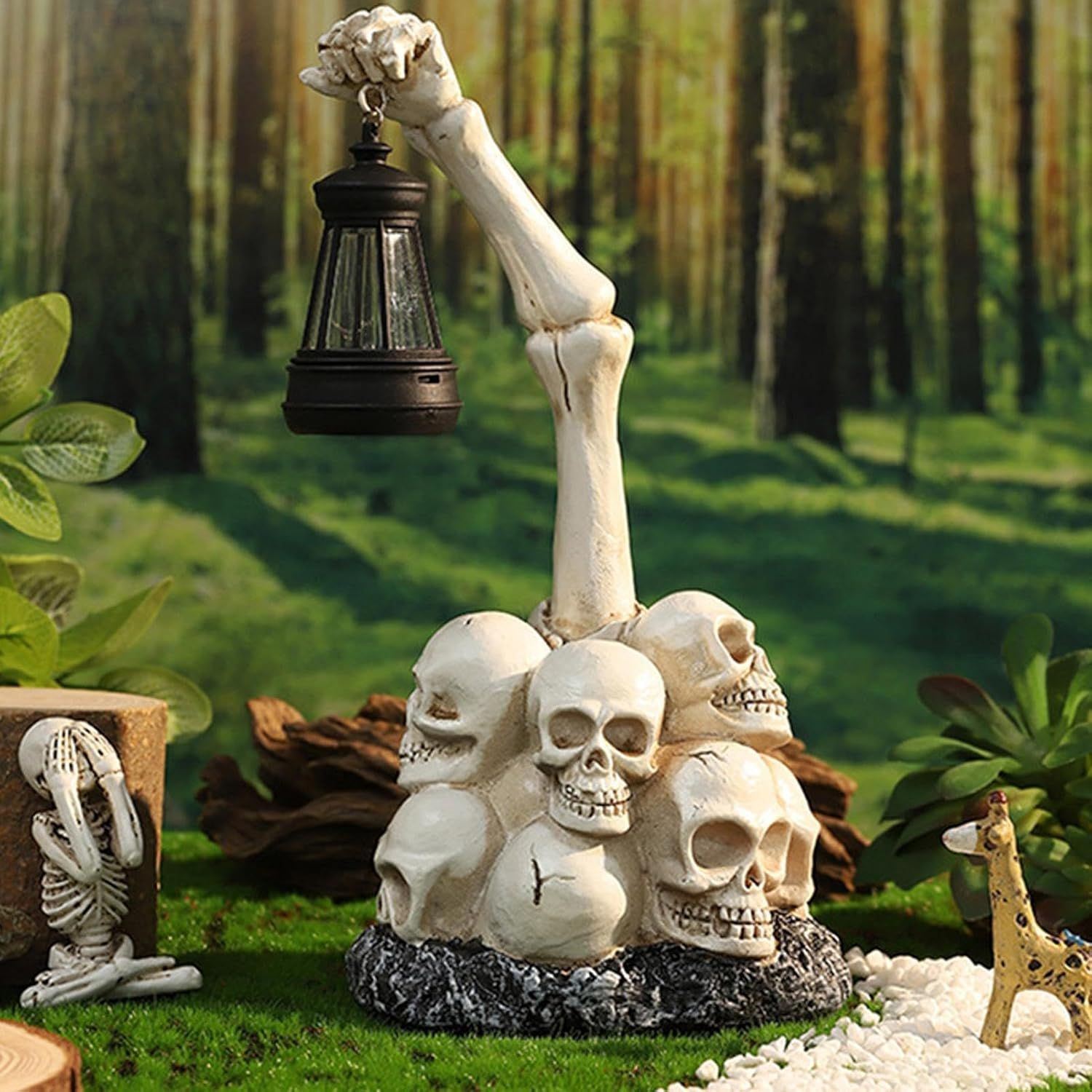 Skeleton Night Light | Skull Night Light Ornament | Resin Desk Table Lamp Spooky Decorative Lighting for Halloween Women Bedroom Living Room Party D&eacute;cor image number 4