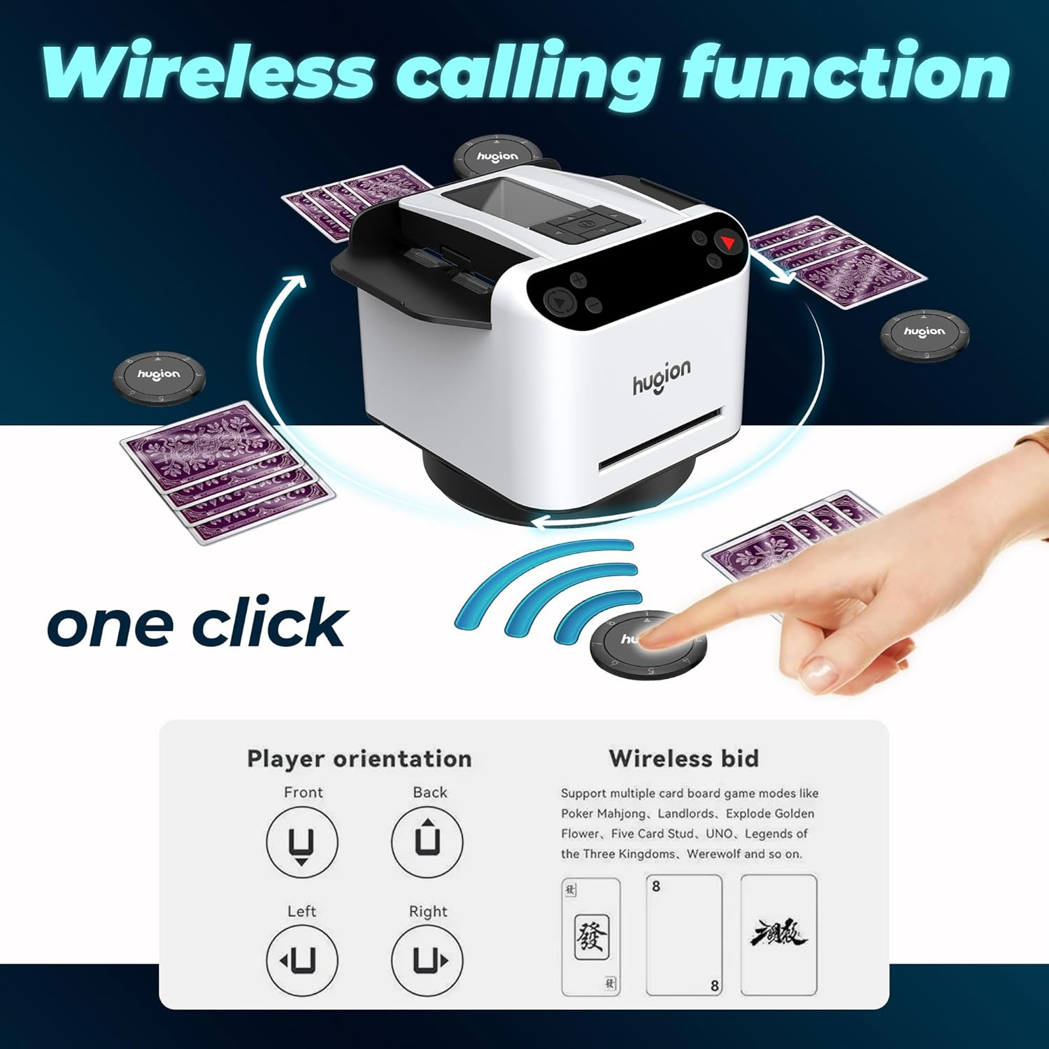 2-In-1 Automatic Card Shuffler and Dealer &ndash; Programmable 360&deg; Card Shuffler Machine with 4 Wireless Remotes &ndash; Supports 12 Players &ndash; Compatible with UNO, Poker, Monopoly, Phase 10, Flip 7 & Board Games image number 2