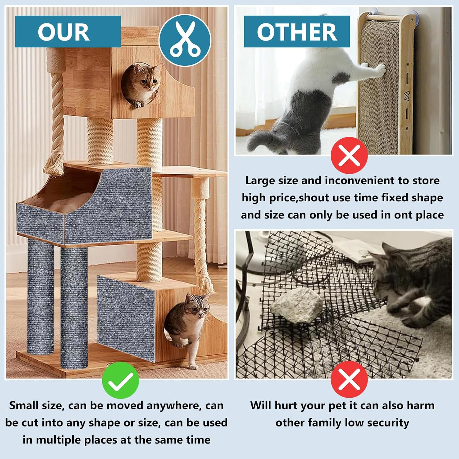 Cat Scratching Mat, 40 X 200 Cm, Self-Adhesive Scratching Mat, Cat Wall Scratching Mat, Cat Wall Scratch Protection, Sofa Cat, for Couch, Sofa, DIY Scratching Post, Climbing Pad image number 2