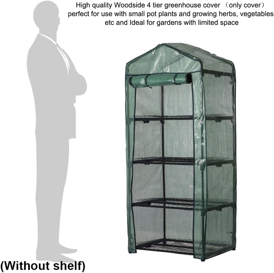 4 Tier Mini Garden Greenhouse with Roll-Up Zipper Door, Waterproof Clear Plastic Cover for Flowers, Plants and Vegetables image number 2