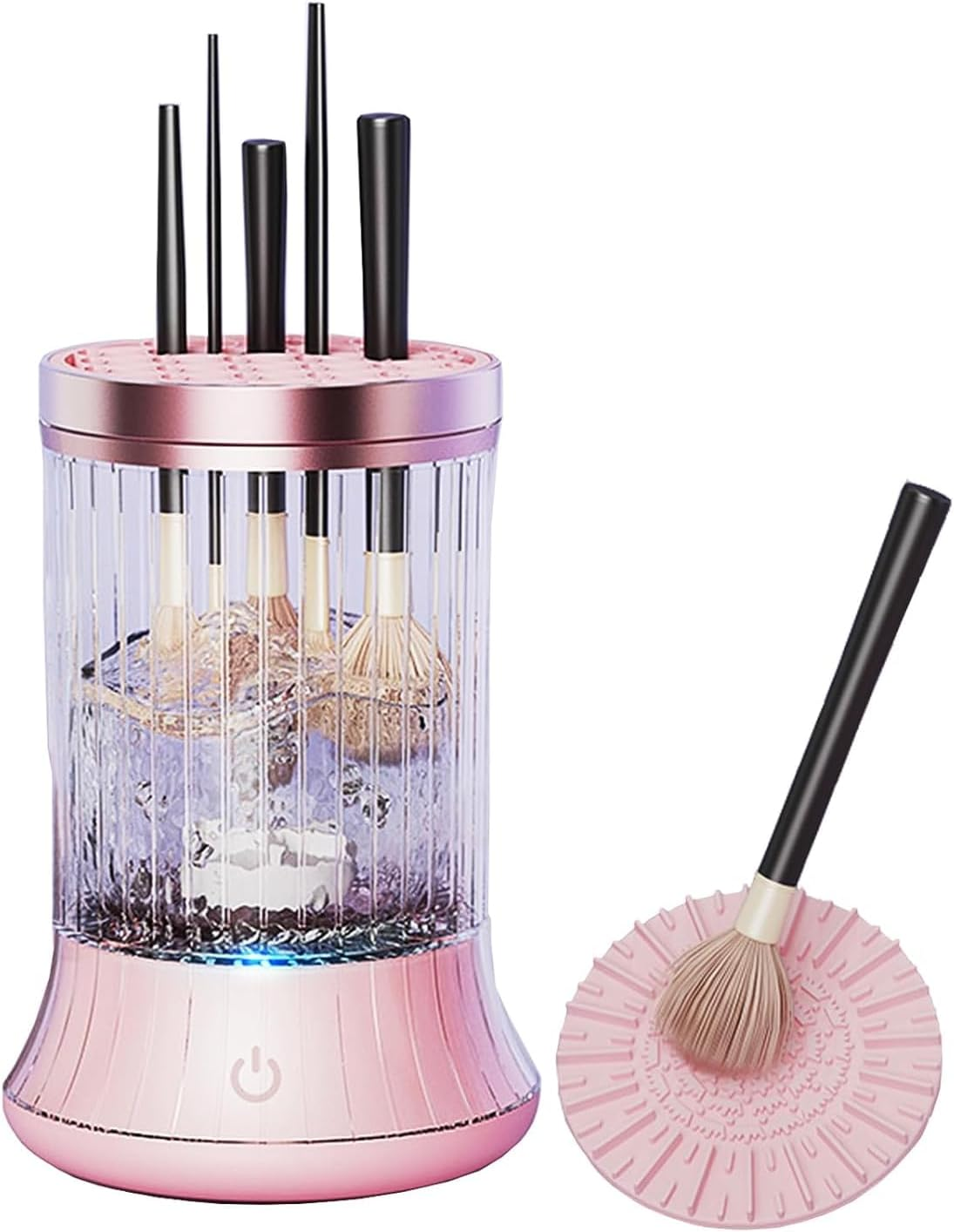 YVXUN Upgrade Electric Makeup Brush Cleaner Machine &ndash; Makeup Brush Clean and Dry Makeup Brushes Tools,Sponges Automatically-Make up Dryer,Washer Holder Combined(Pink)-Perfect for Home & Professional Use