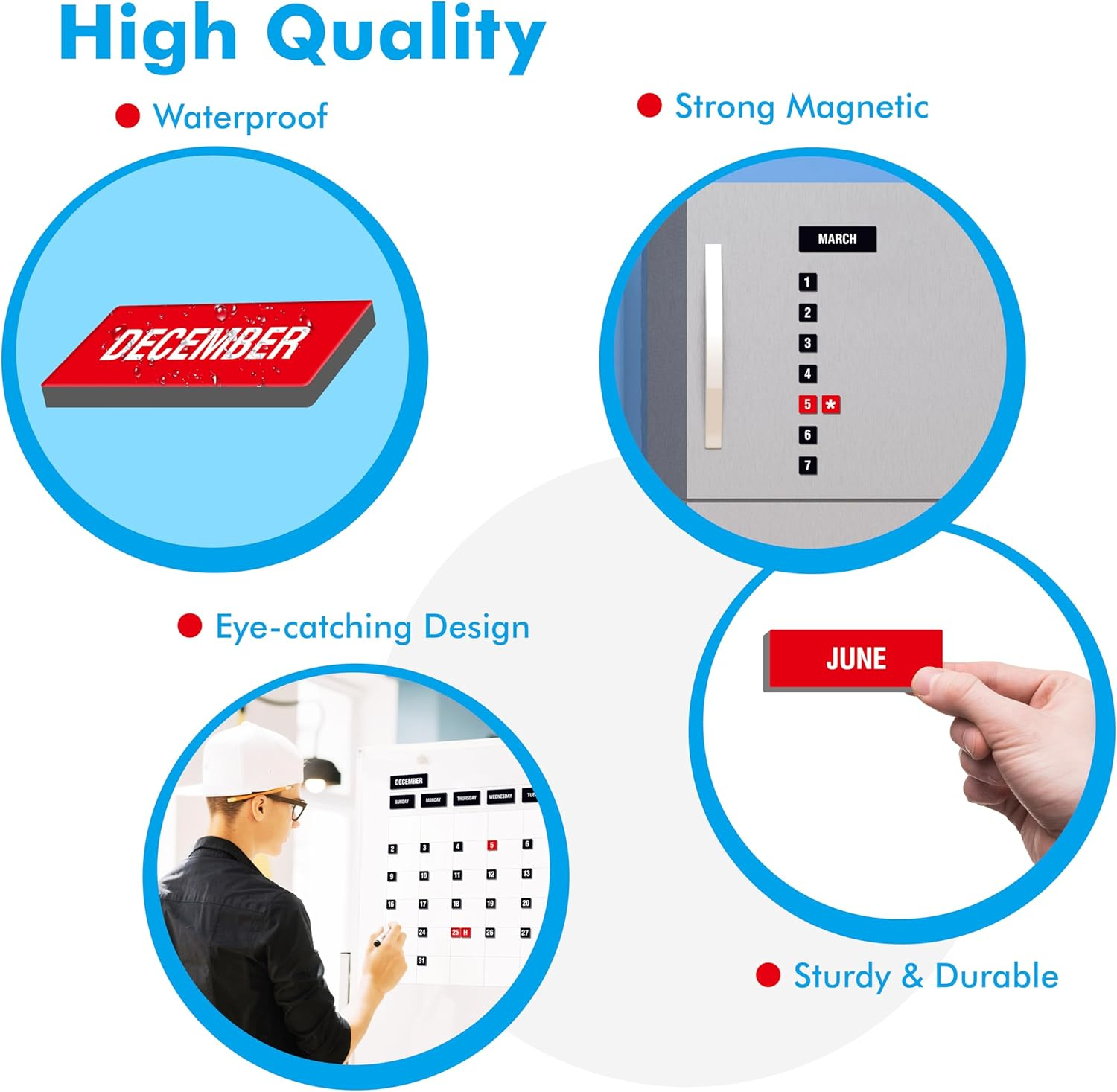 57PCS Numbers & Months Magnets, Double-Sided Magnetic Days of Week, Month Dry Erase Calendar Date Magnets for Whiteboard Refrigerator image number 6