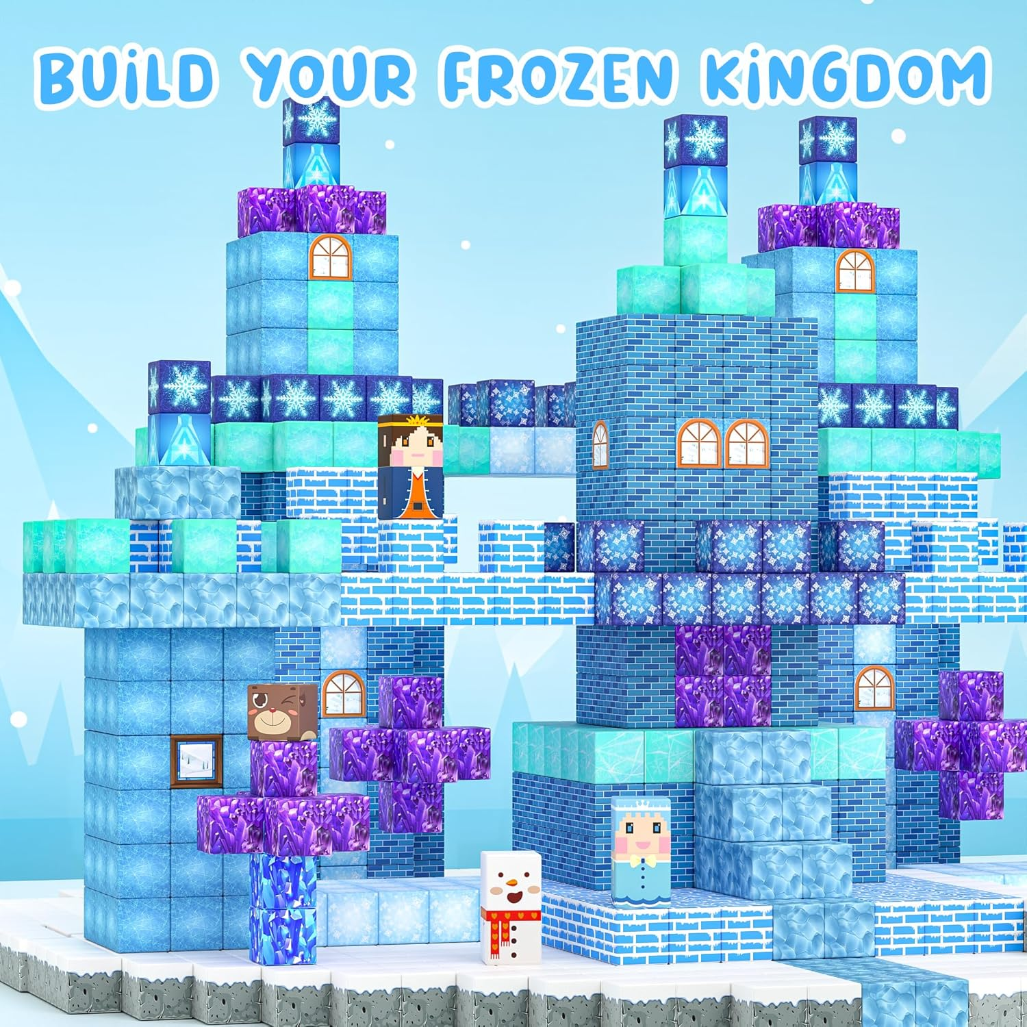 150PCS Magnetic Blocks Frozen Toys, Magnetic Building Blocks Cubes Tiles, STEM Sensory Outdoor Toys for Kids Toddlers Boys Girls Ages 3 4 5 6 7 8 Easter Birthday Gifts image number 6