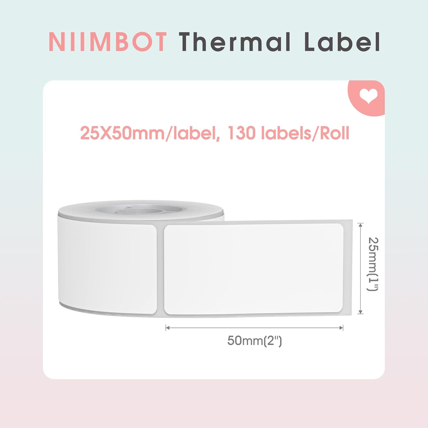 NIIMBOT D101 Labels, 1'' X 2'' (25X50Mm) Thermal Sticker Label, Waterproof, Oil-Proof and Tear-Proof Thermal Label Paper for NIIMBOT D101 Label Printer, 1 Roll of 130 Papers(White) image number 5