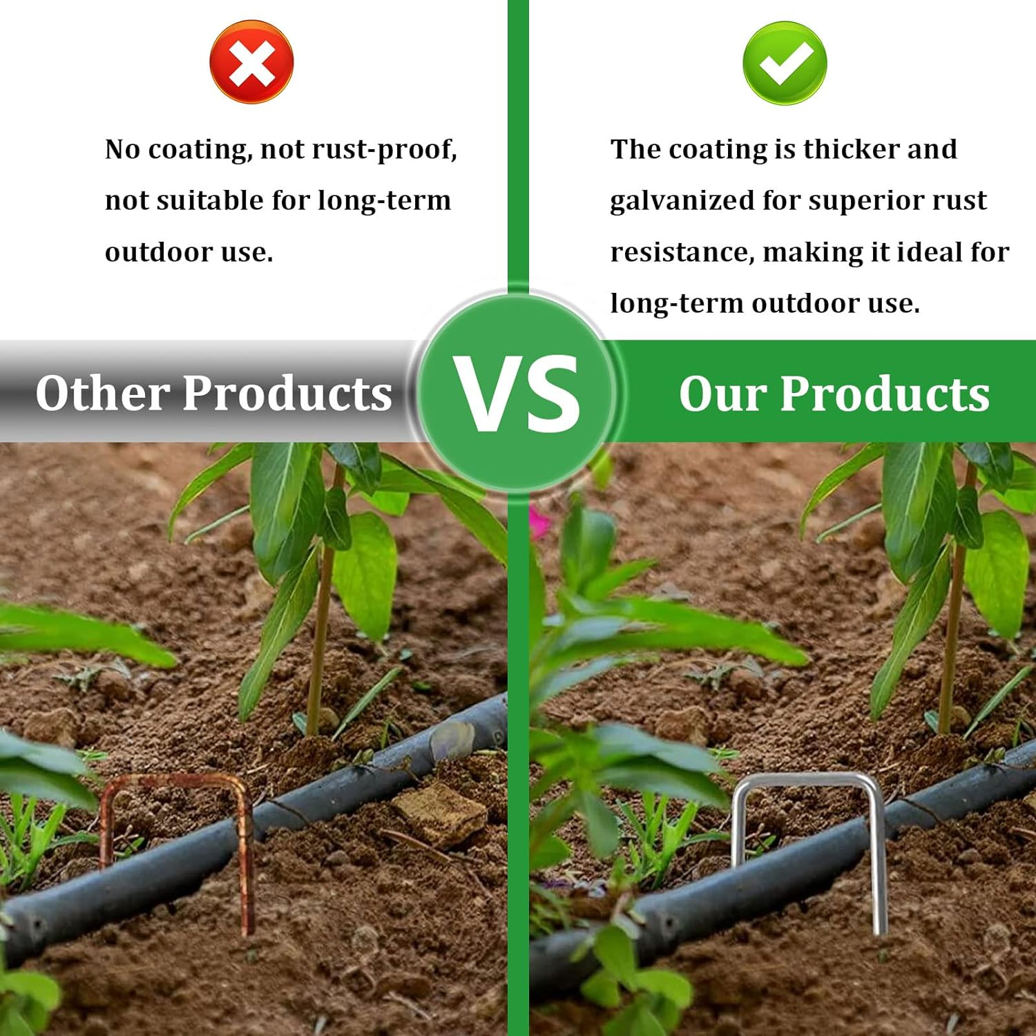 Garden Staples, 30 Pcs Stakes Heavy Duty, U Shaped Galvanized Pins for Garden Sod for Lawn Securing Ground Fabric (Silver) image number 5