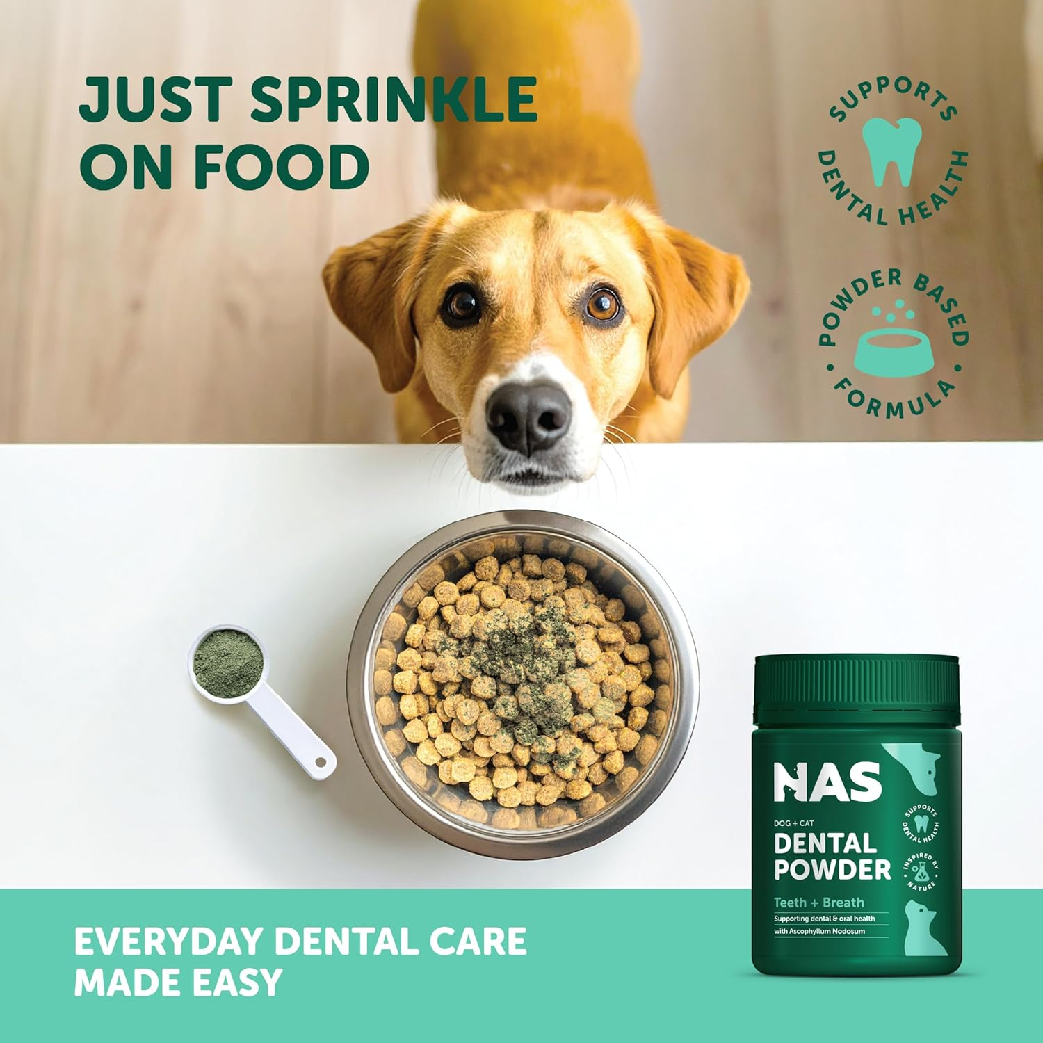 Natural Animal Solutions Dental Powder 80G &ndash; Natural Oral Supplement for Dogs & Cats, Freshens Breath, Reduces Plaque & Tartar image number 2