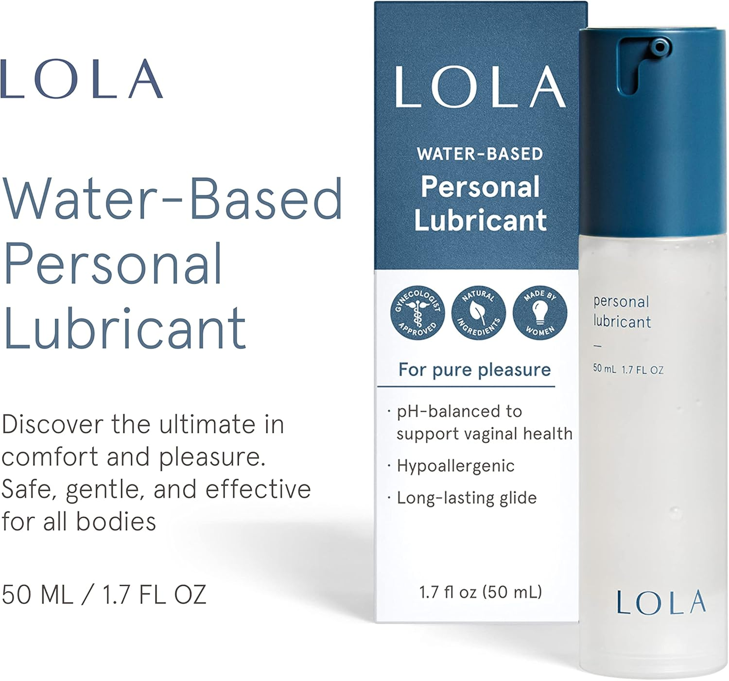 LOLA Personal Water-Based Lube for Sexual Wellness - Natural Ingredients with No Irritating Additives or Fragrance for Sensitive Skin - Lubricant for Him, Her, and Couples image number 2