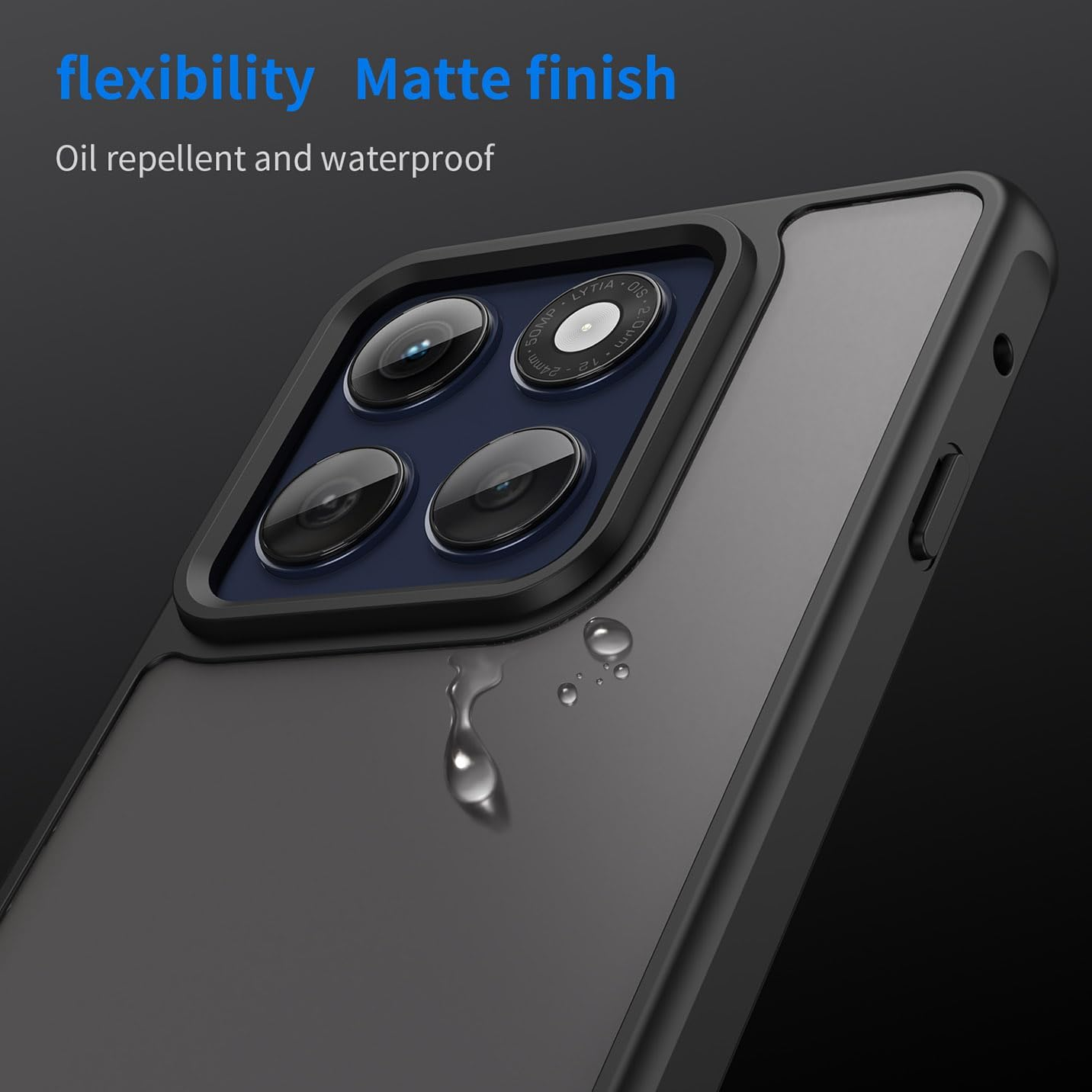 BORYA Ultra Thin Case for Motorola Edge 60 Pro, Shockproof Translucent Matte Frosted Mobile Phone Case Skin Feel Soft Silicone TPU + PC Case Light Simple Protective Case Black image number 4