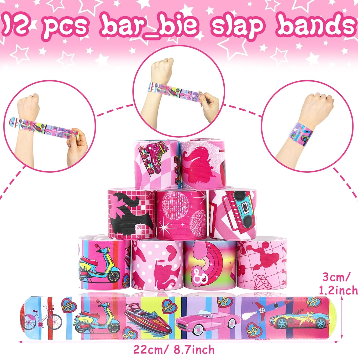 Barbi_E Party Bag Fillers for Kids Boys Girls, 42Pcs Barbi_E Assorted Toys Pinata Filler with Slap Bands Gift Bags Stickers Keychains Trick & Treat Goody Bag Fillers for Christmas Party image number 6