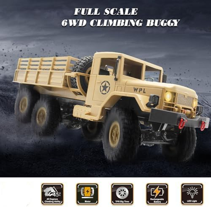 Spobot Remote Control Truck 2.4G Military Truck,Rc Off-Road Transpotr Vehicle 6WD All Terrain Radio Control Rock Climb Car for Adults and Kids image number 2