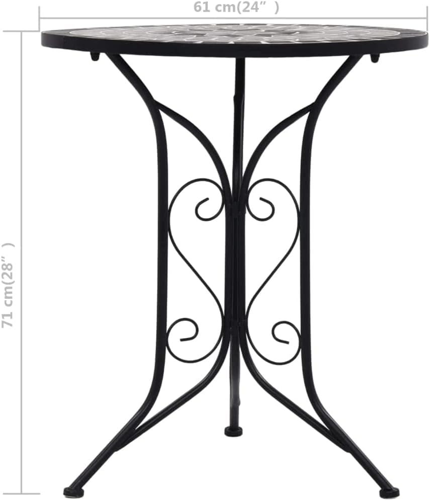 Outdoor Bistro Table, Patio Table Outdoor Cocktail Table Garden Bar Table Mosaic Bistro Table Grey 61Cm Ceramic image number 4