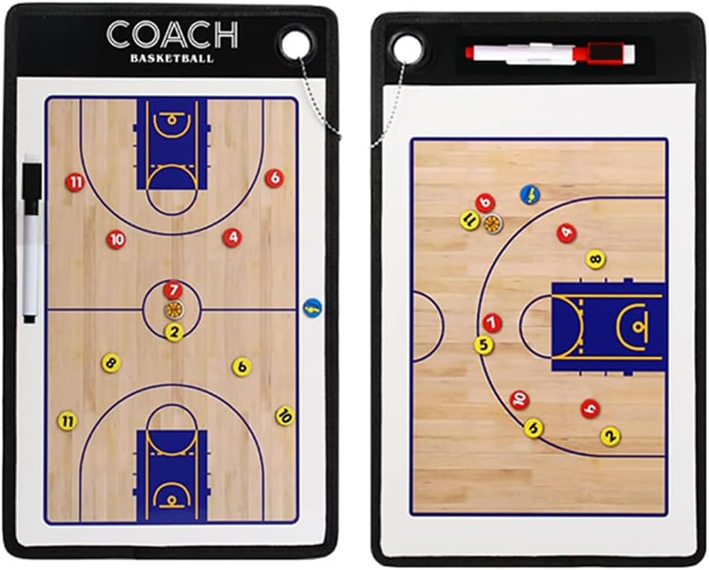 Basketball Dry Erase Board, Coaches Clipboard, Basketballer Coaching Board, Erasable Board, Tactical Marker Board for Coaches with Magnets, Marker Pen image number 6