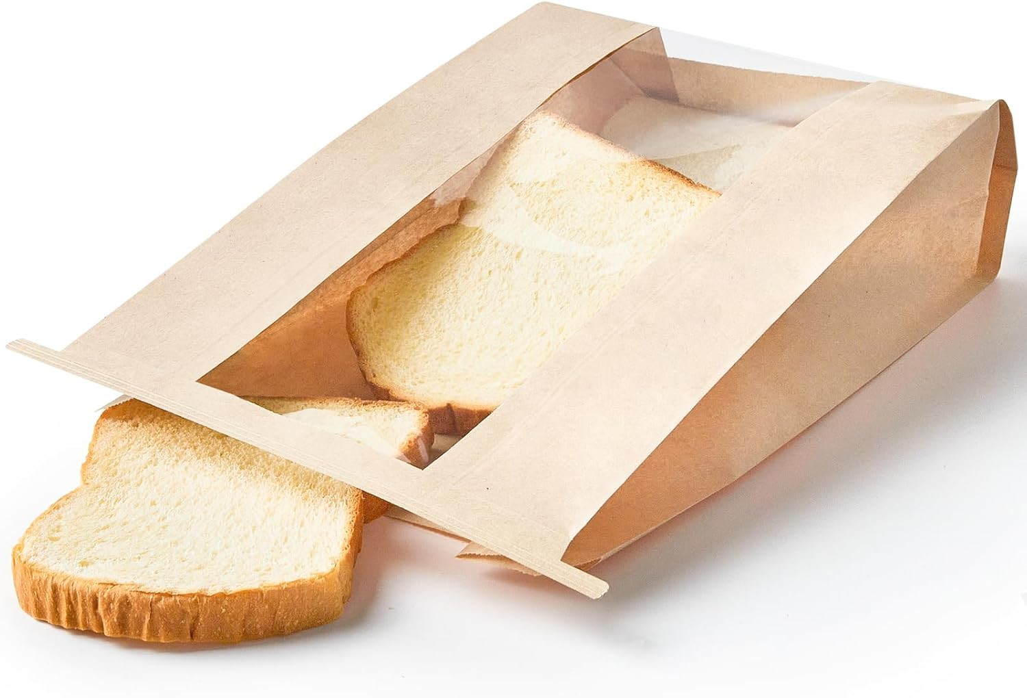 ZORRITA 50 Pack Large Bread Bags for Homemade Sourdough Bread, 8.2 X 3.5 X 13.7 Inches Kraft Paper Bakery Bags with Windows Tin Tie Tab Lock Bread Loaf Bags image number 5