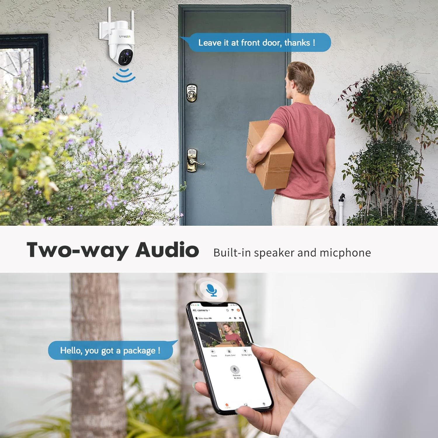 Solar Powered Security Camera TMEZON Outdoor Wireless 360&deg; PTZ Camera for Home Surveillance with 3MP Night Vision Pan Tilt Solar Powered, Motion Detection Record 2.4Ghz Wifi Vicohome App image number 3