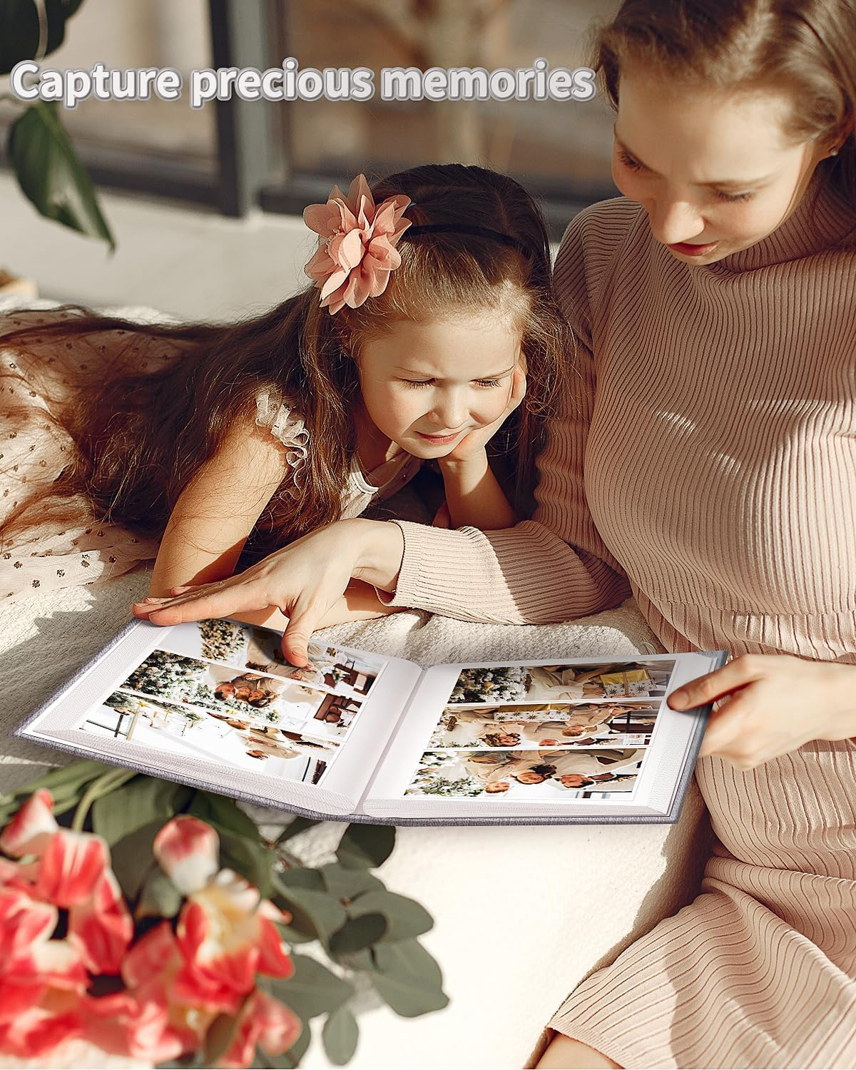 Photo Album 4X6 Slip-In Picture Memory Book, 300 Pockets, Vertical 50 Pages, Linen Cover with Window for Family Travel, Baby Growth Record, Wedding Scrapbook, Anniversare Birthday Gifts (Gray) image number 4