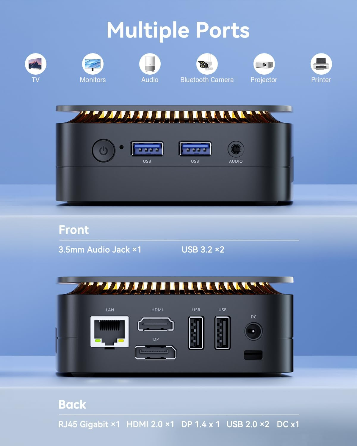 KAMRUI Mini PC, 12Th Intel Alder Lake- N95 up to 3.4 Ghz,16Gb RAM+512GB M.2 SSD, Windows 11 Pro Mini Computer,Support 2.5" SATA Ssd,Wifi 2.4G/5G,Bluetooth4.2,Triple Display,4K Reliable Office Small PC image number 4