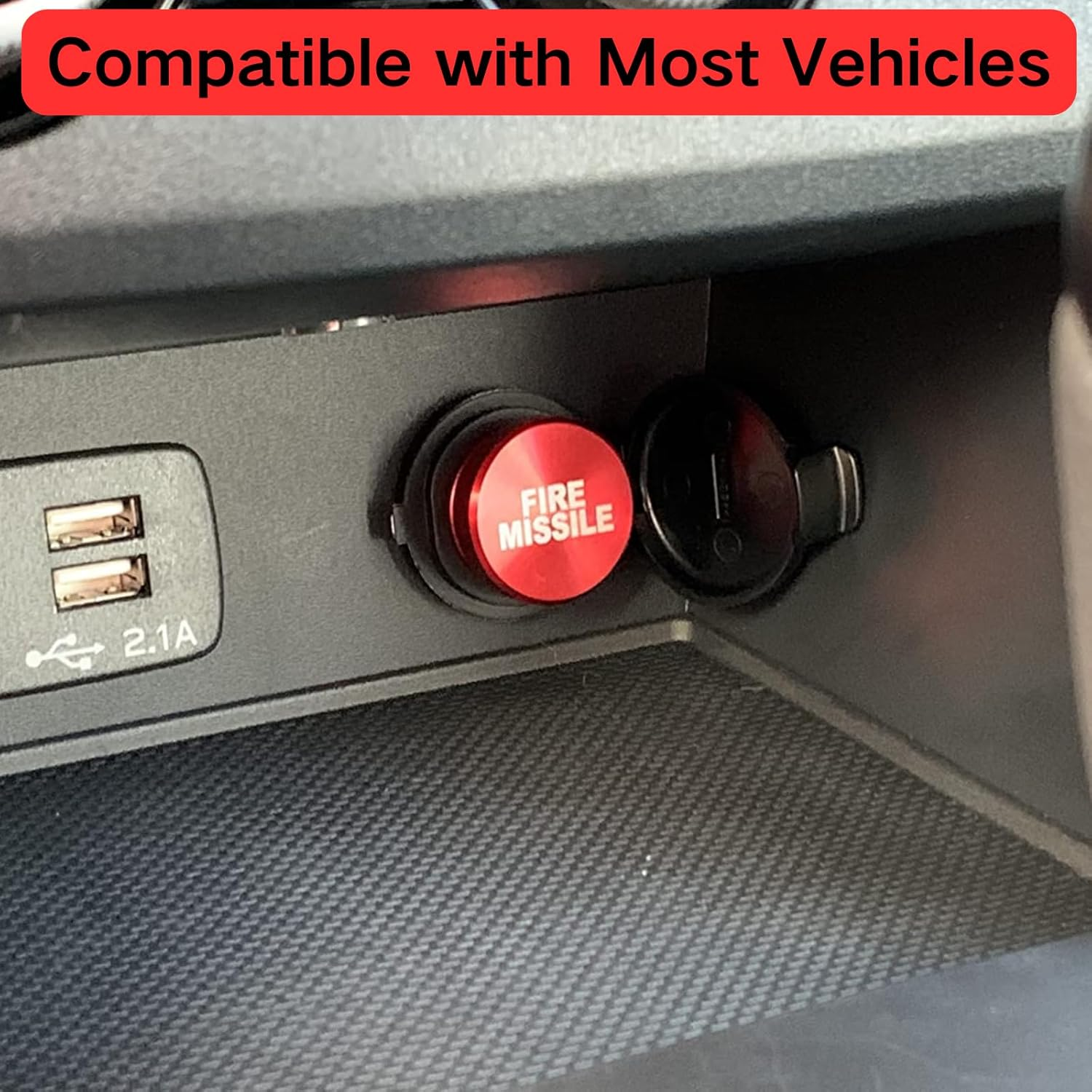 QCCAN Car Cigarette Lighter Cover, Aluminum Dustproof FIRE MISSILE NITROUS Button, 12V Universal Replacement Socket Cover Fits Most Automotive Vehicles image number 4