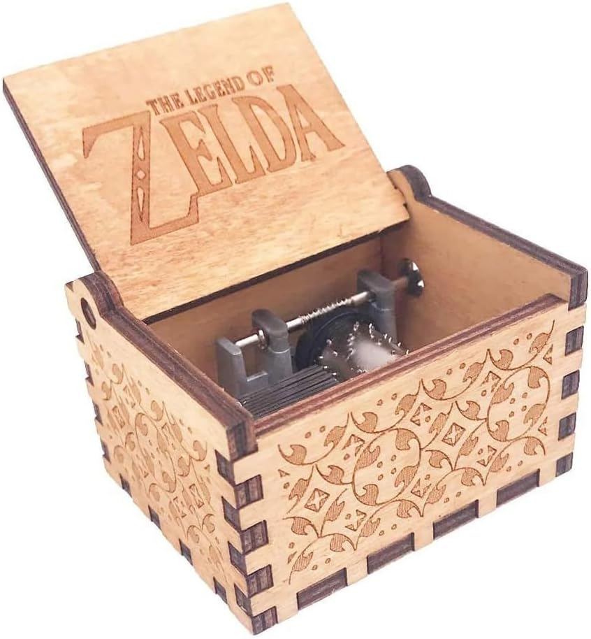 Music Box Hand Crank Musical Box Carved Wooden,Play :Song of Storms from Ocarina of Time,Brown image number 7