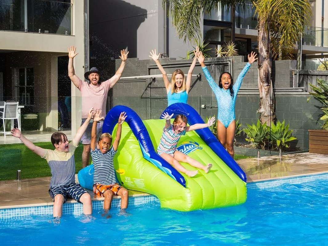 Wahu Backyard Inflatable Supa-Doopa Pool Slide &ndash; Giant Water Slide with Continuous Spray | Durable Puncture-Resistant Design | Steep, Fast Ride for Kids Summer Fun image number 1