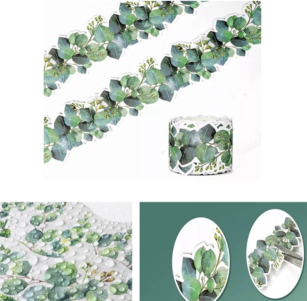 Naisfei Eucalyptus Border Bulletin Board, Eucalyptus Die Cut Border Green Leaves Bulletin Border Trim for Photo Wall Home and School Decorations(49 Ft/15 M) image number 5