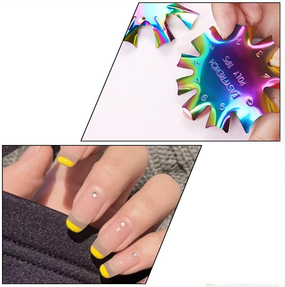 Pack of 2 Acrylic Nail Edge Trimmer, Almond Shape Easy French Smile Cut V Line Stainless Steel Manicure Edge Trimmer French Nails Stencil Cutter Tool Set for Acrylic UV Polyacrylic Gel Modelling