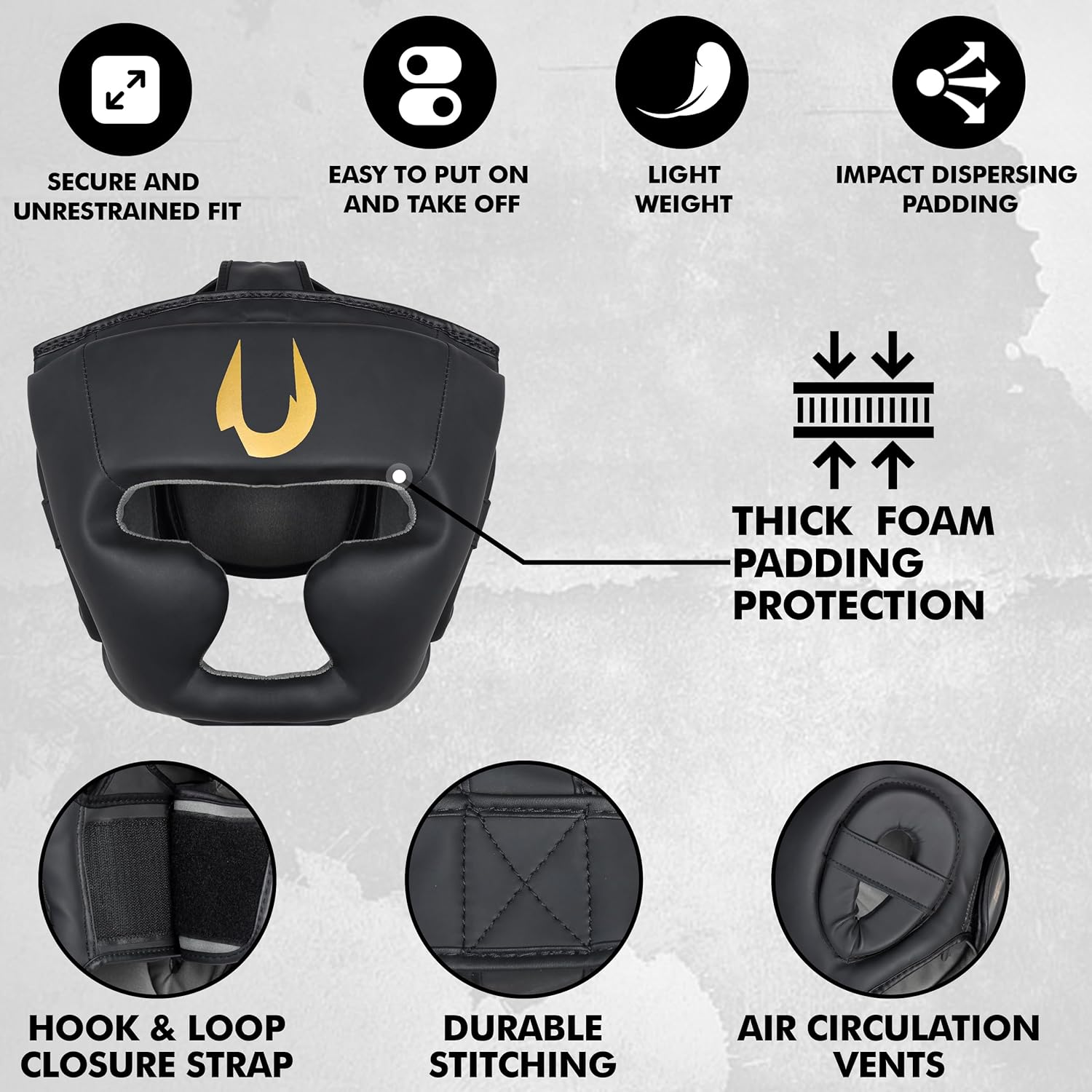 Boxing Headguard &ndash; Adjustable Muay Thai Headgear for Men & Women - Cheeks Ear Chin Protection &ndash; MMA Training Head Guard for Kickboxing & Martial Arts