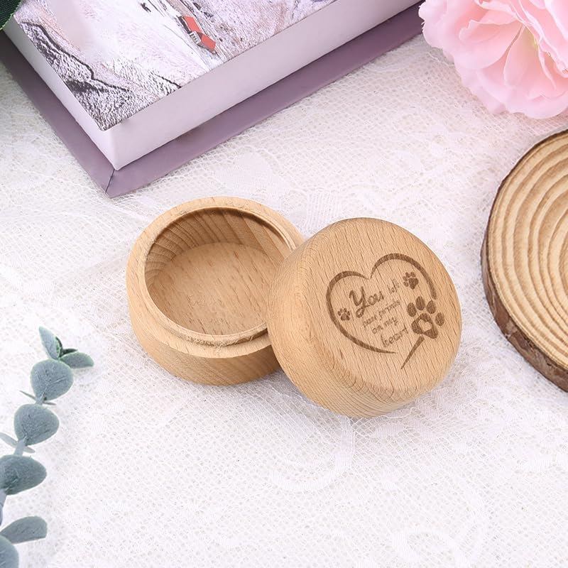 Pet Memorial Wood Keepsake Box Dog Memorial Gifts for Loss of Dog Cat Hair Container with Paw Print Storing Bone Hair for Pet Dogs Cats Sympathy Remembrance Gifts image number 1