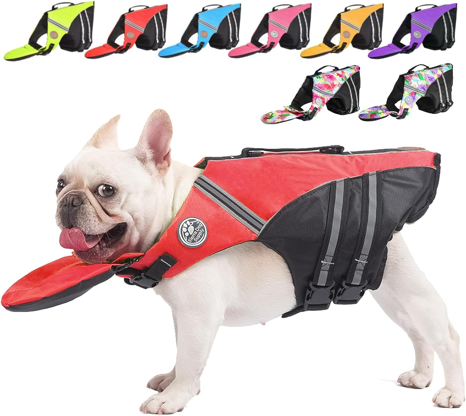 French Bulldog Life Jacket - Professional Dog Safety Vests for Swimming, Superior Buoyancy & Rescue Handle (Chest Girth: 17"-30" Weight: 17-28LB)