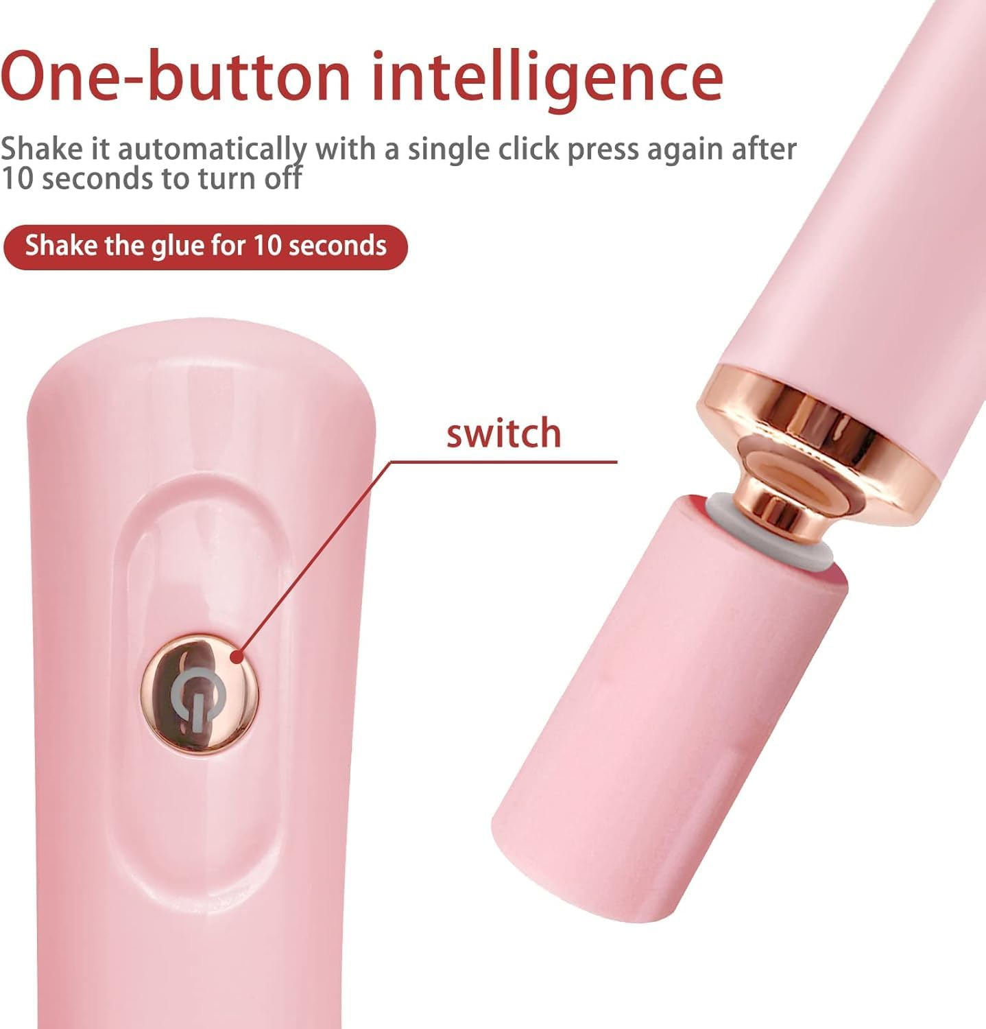 Electric Nail Polish Mixer, Portable Eyelash Glue Mixer, with 2 Adapters and 8 Kinds of Liquid Uniform Mixers of Different Calibers(Pink) image number 2