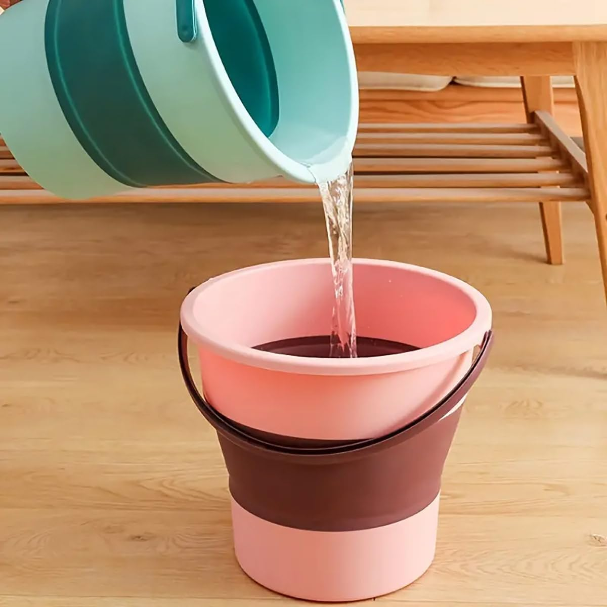 AIMALL Multifunctional Folding Bucket, Portable Telescopic Bucket for Car Washing, Fishing, and Household Use - Blue image number 7