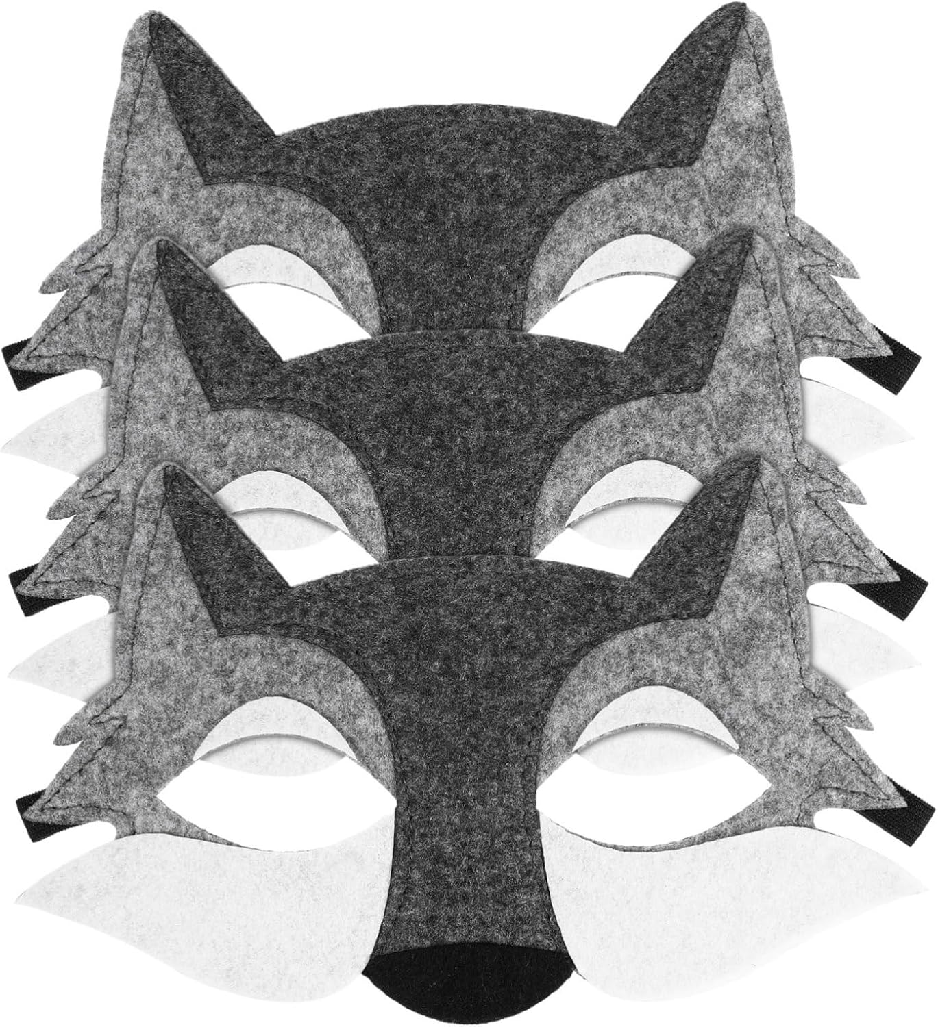 Jojofuny Kids Wolf Moving Jaw 3Pcs Animal Costume Mask Wolf Nose Wolf Party Supplies Animal Masks for Adults Wolf Party Masks Cosplay Mask Masquerade Mask Face Half Lovers Hairy Grey image number 2