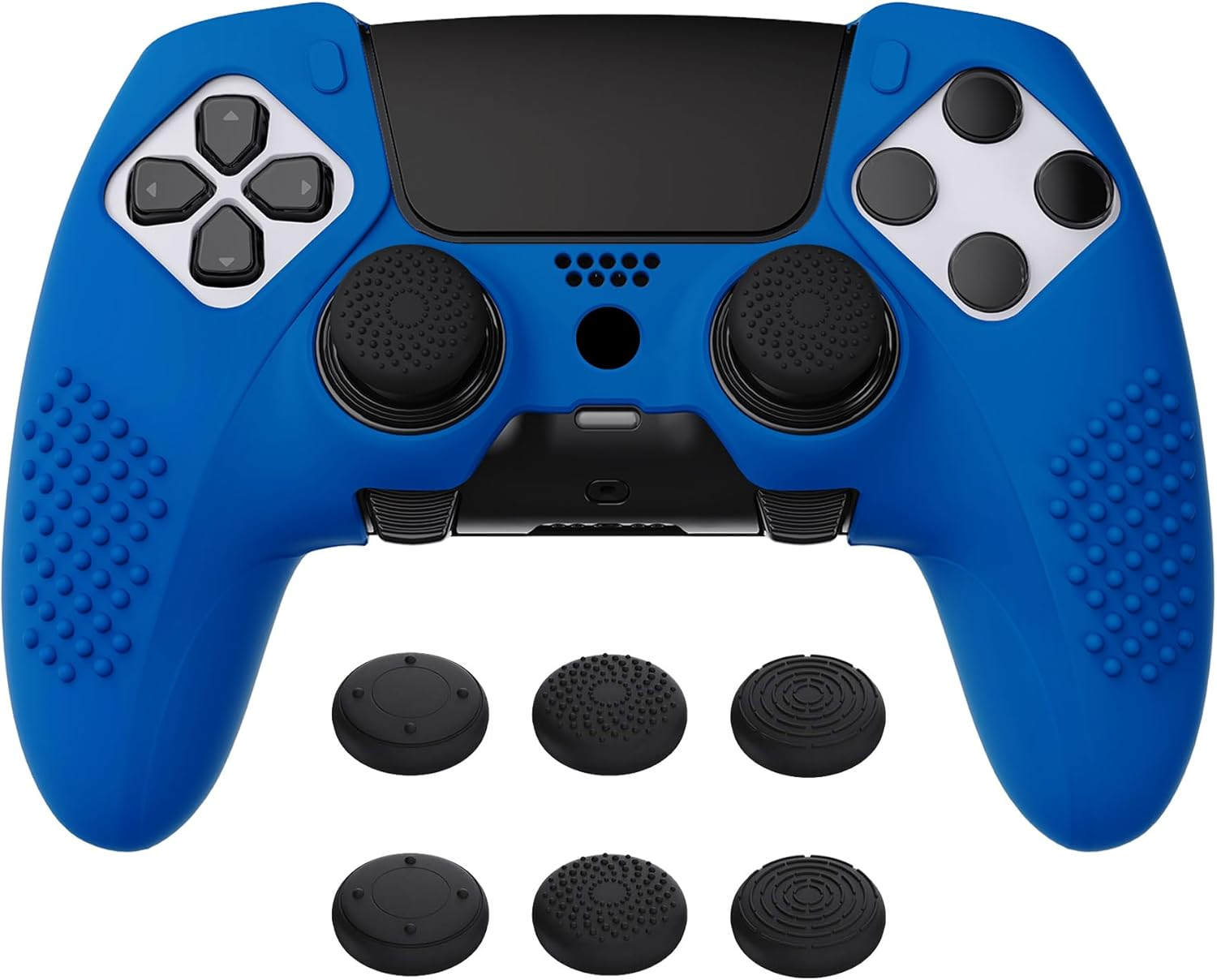 Playvital 3D Studded Edition Anti-Slip Silicone Cover Case for Ps5 Edge Controller, Soft Rubber Protector Skin for Ps5 Edge Wireless Controller with 6 Thumb Grip Caps - Black