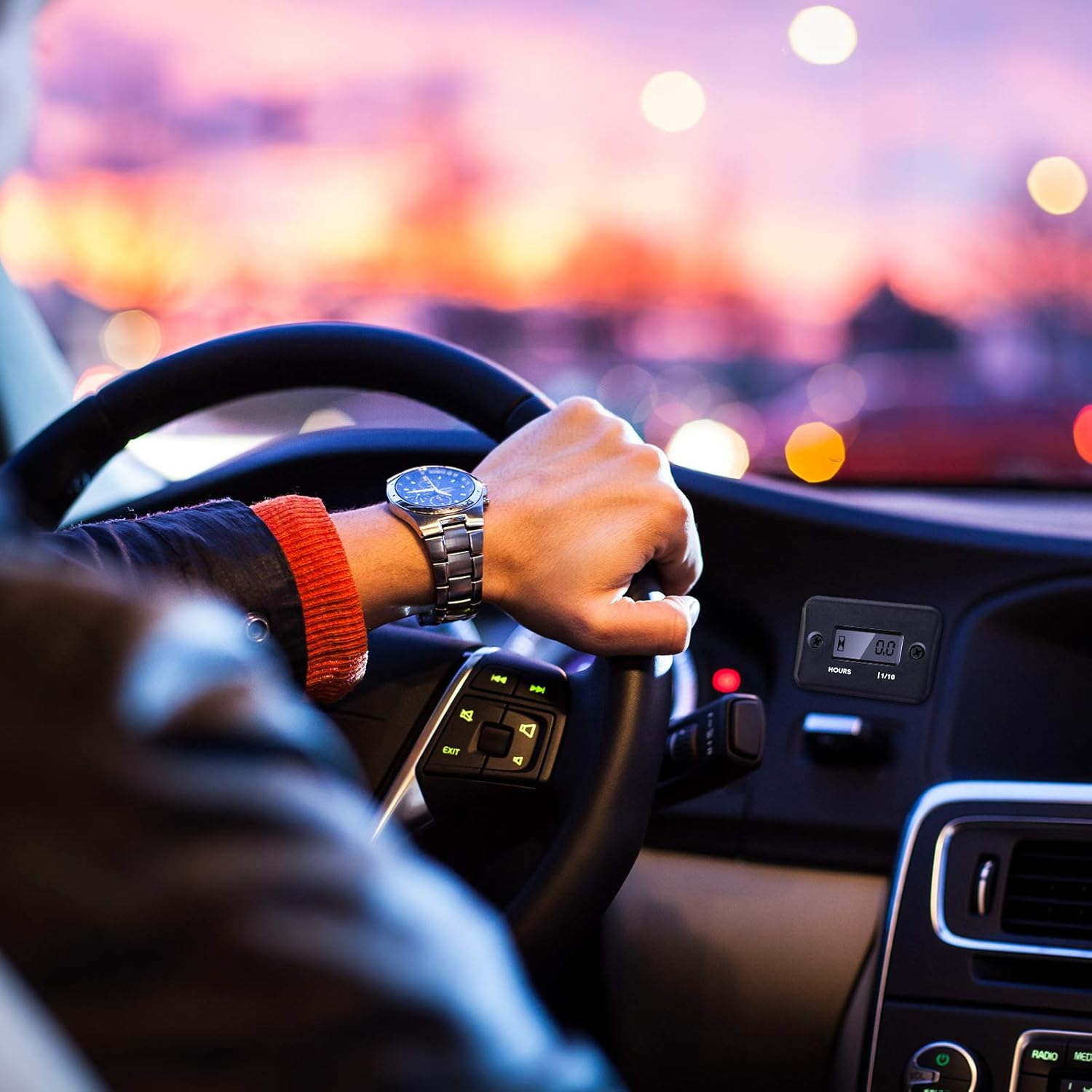 2 Pieces Inductive Hour Meter for Gas Engine Lawn Mower Dirt Bike Motorcycle Motocross Snowmobile Karting Marine ATV Boat Outboard Motor Generator Waterproof Hour Meters (Black) image number 2