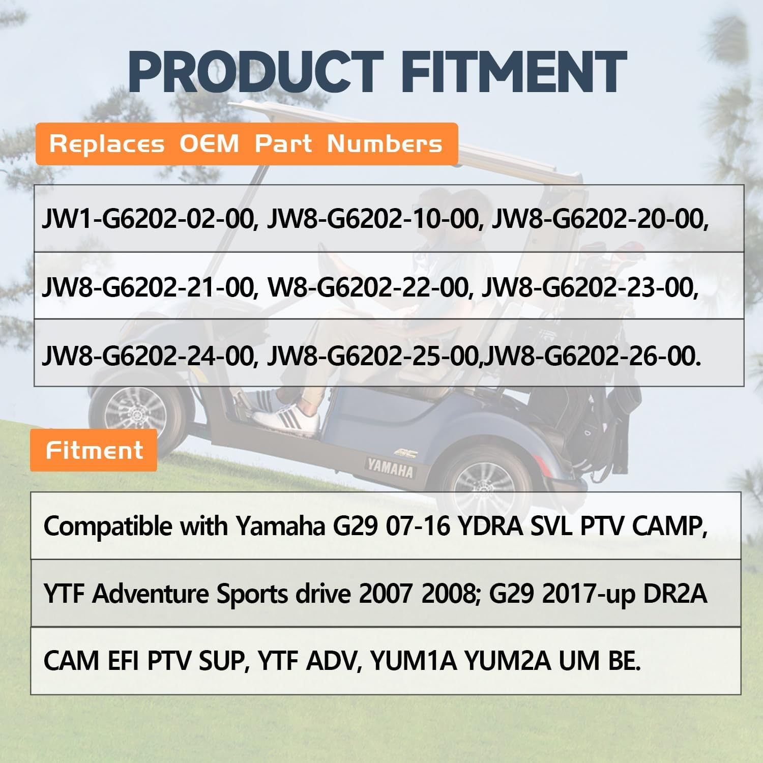 Bridiof FBT2 Driven Clutch Assembly with Belts for YAMAHA GAS Golf Cart G29 YDRA Drive 2007-Up and Drive2 2017-Up, Aluminum Rear Secondary Sheave, JW8-G6202-26-00 image number 1