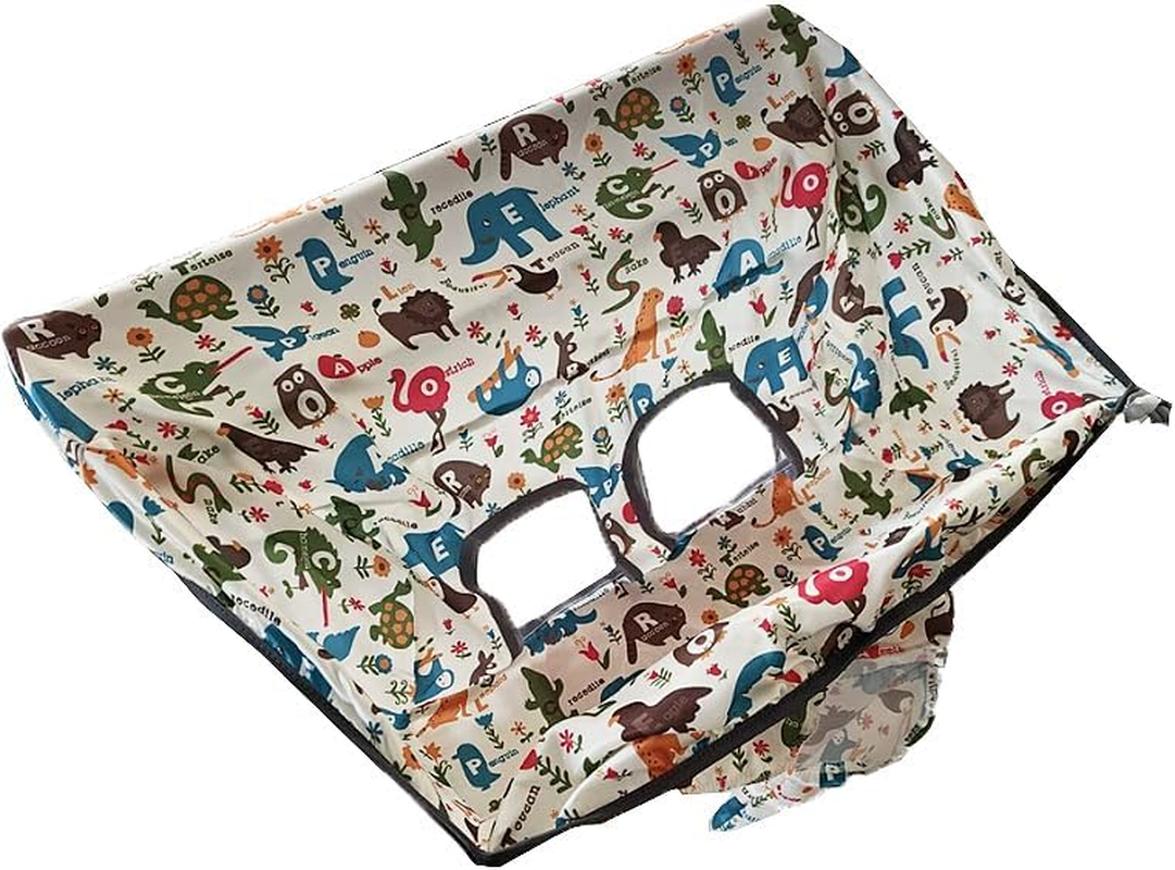 Shopping Cart Cover, High Chair Cover Seat, Grocery Cart Hammock, Portable 2-In-1 Design, Includes Free Carry Bag for Market and Resturant Use (Cute Zoo)