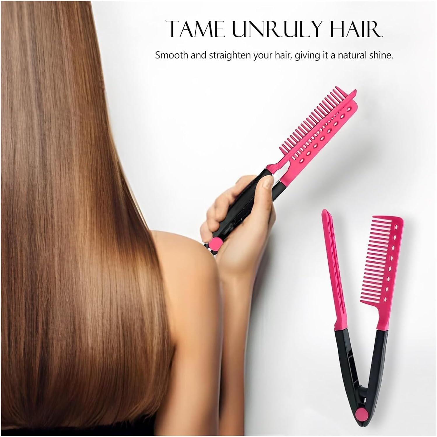 2 Pieces of Straightening Combs, Straightening Combs, Grip Firmly, Say Goodbye to Tangles, Comb Smoothly, Create Your Own Style.(Peach Red) image number 4