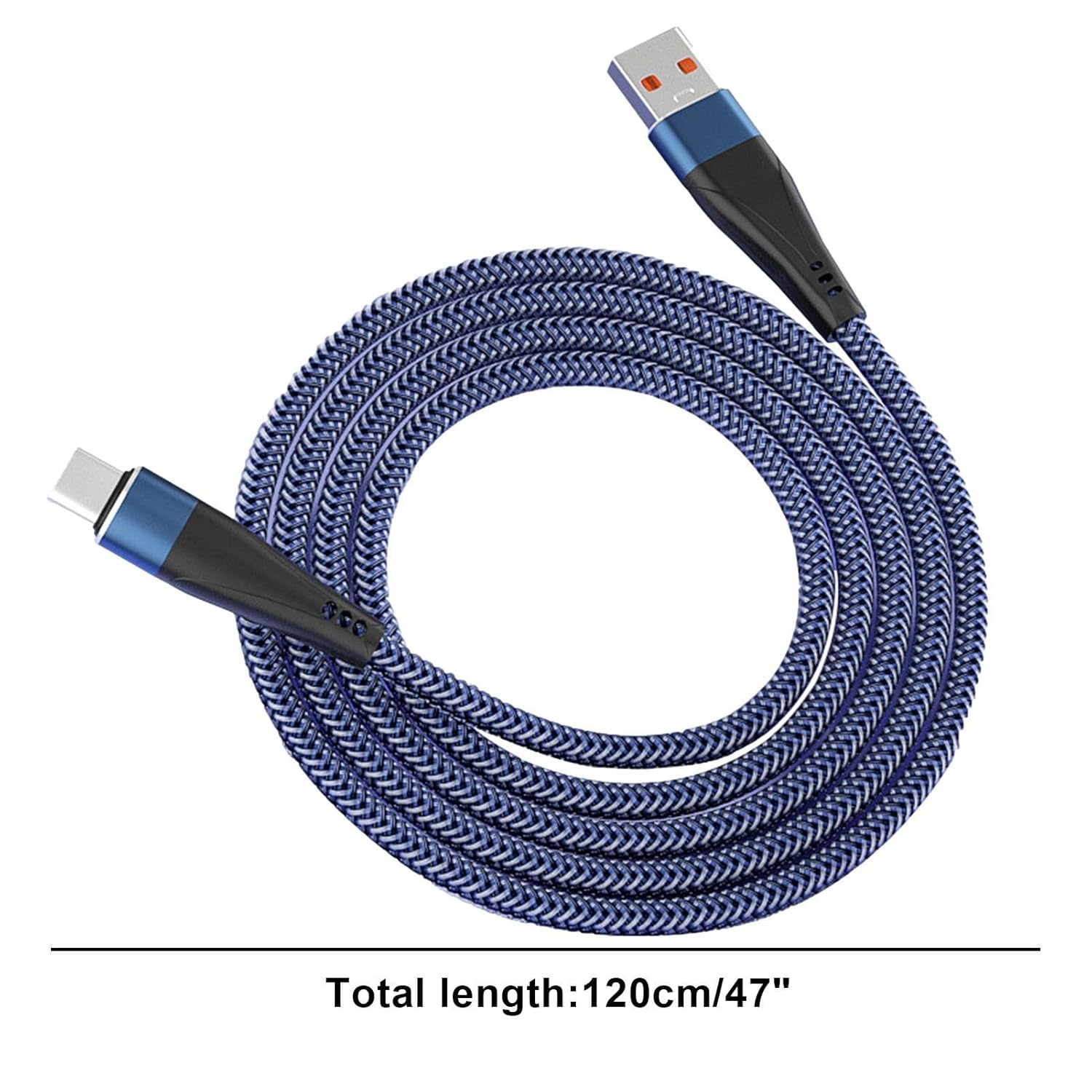 Type C Charging Cable | Car Charging Quick Phone Wire,Built-In Sensor, Nylon Braided, Phone Accessories with 10A, 120W for Type C Port Device Smartphone Shwing image number 2