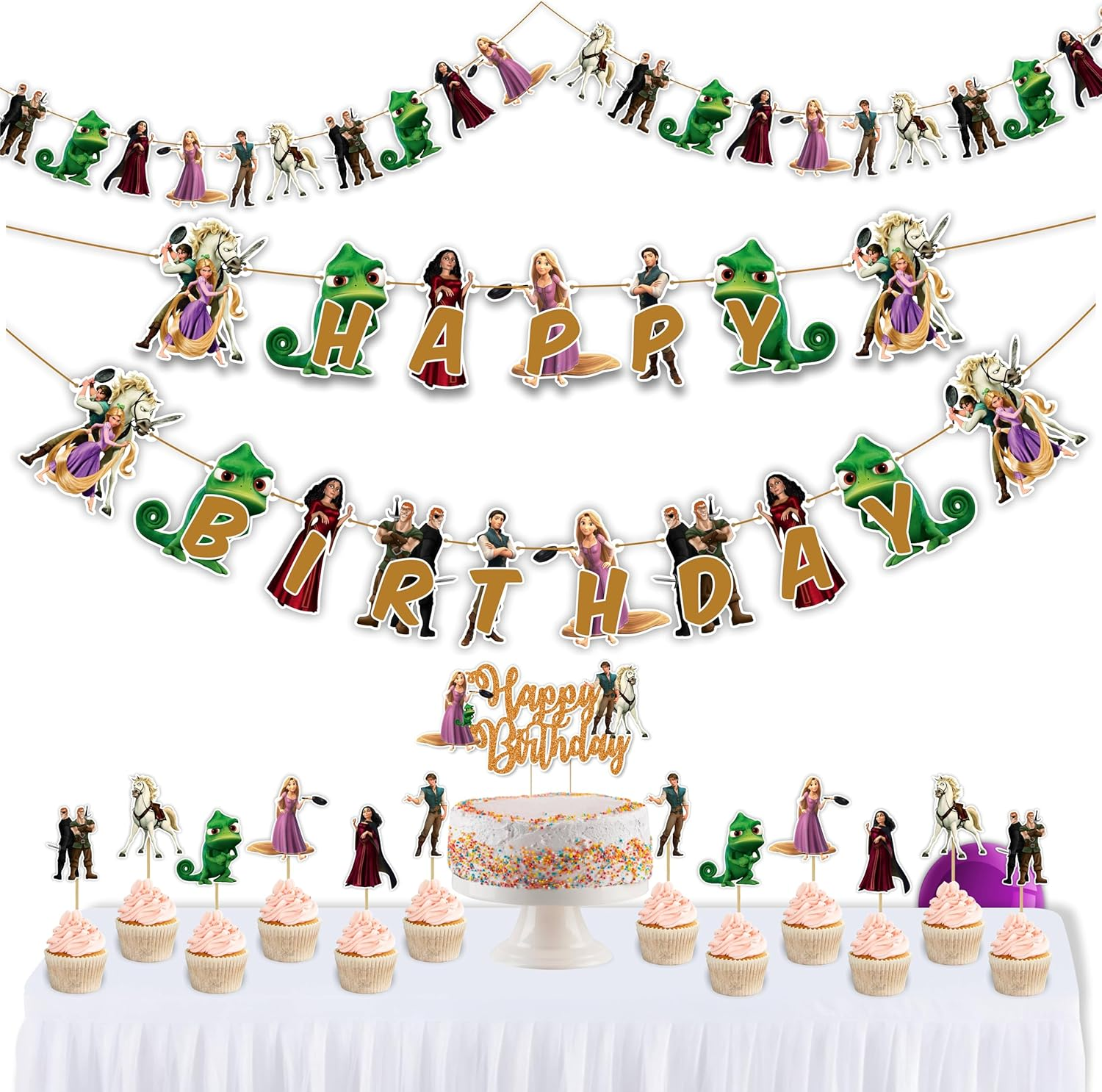Rapunzl Theme Birthday Party Supplies | Enchanted Princess Decorations for Kids Fairy Tale Parties & Magical Royal Celebrations image number 4