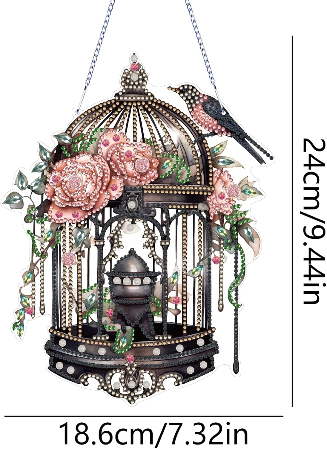 MEIEST Diamond Art Painting Hanging Pendant Kit,Diy Flower Birdcage Crystal Art Hanging Sign,Diamond Window Hanging Wreath Ornament for Home Decor (361) image number 4