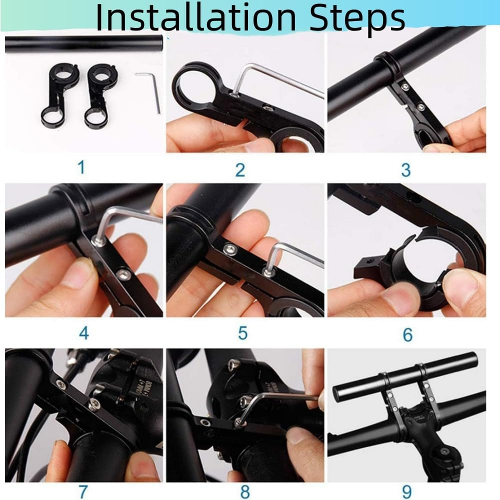 HIDOSNG Bike Handlebar Extender Double Extension Bracket Aluminum Alloy Super Long Clamp Bracket Accessory Handlebar Extension Rack for Holding Bicycle Speedometer, GPS, Phone Mount image number 4