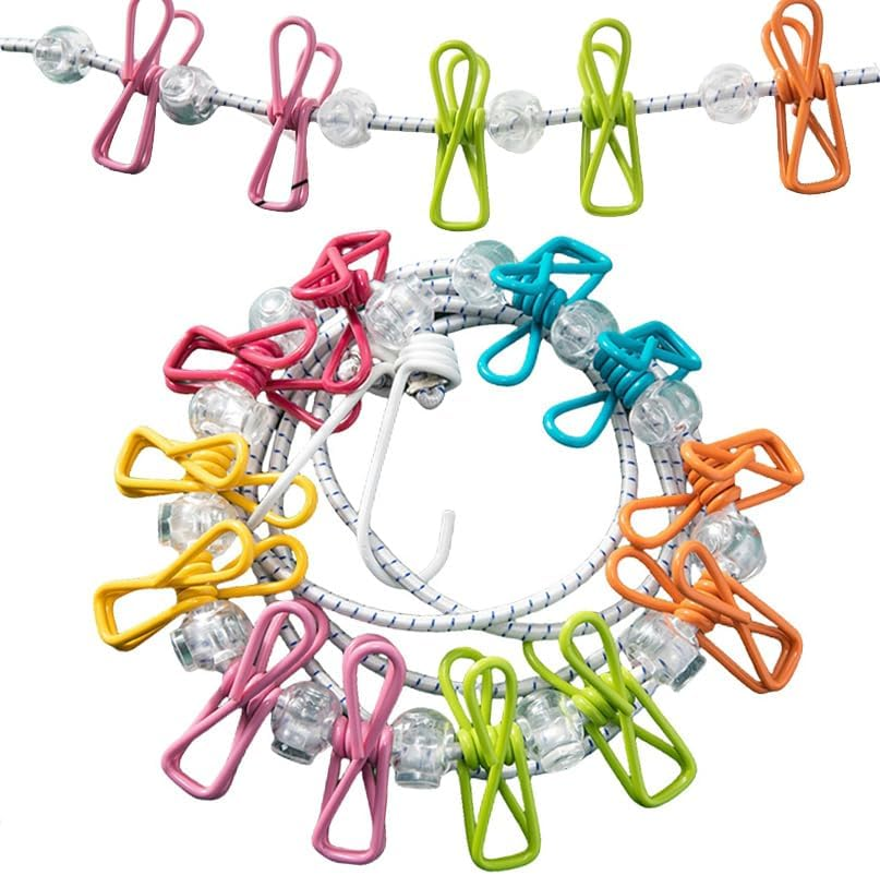 Wzenclave Retractable Portable Clothesline for Travel Clothing Line with 12 Clothes Clips and 13 Cord Lock It'S Suitable for Indoor and Outdoor Balcony Outdoor Camping Use Multicolor Drying Line image number 1